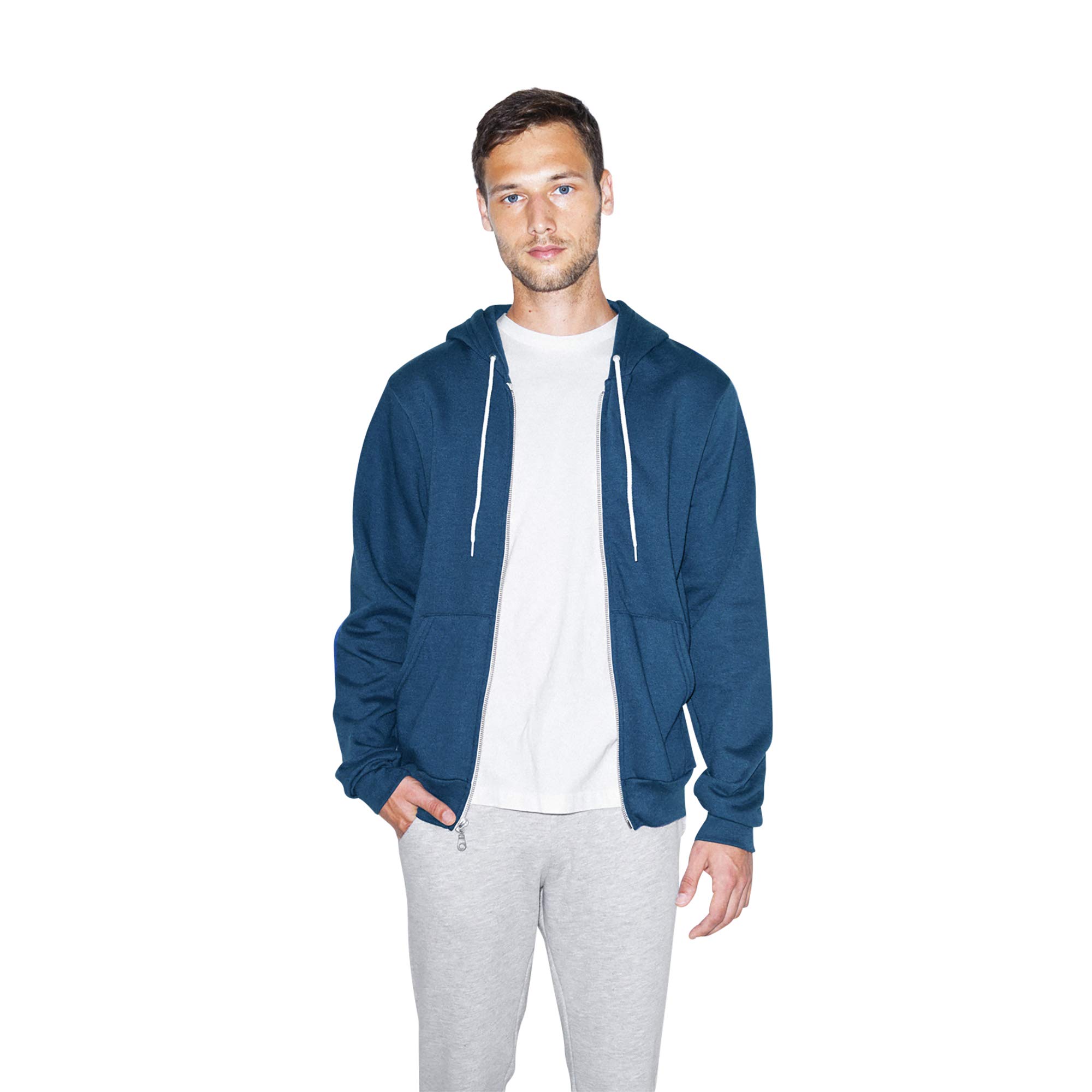 American Apparel Men's Flex Fleece Long Sleeve Zip Hoodie - Soft & Comfortable Pullover for Casual Wear, Gym & Outdoor Activities