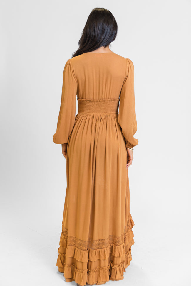 Lucky To Have You Camel Maxi Dress - Elegant Long Flowy Boho Dress for Women | Perfect for Beach Vacations, Summer Parties & Casual Outings