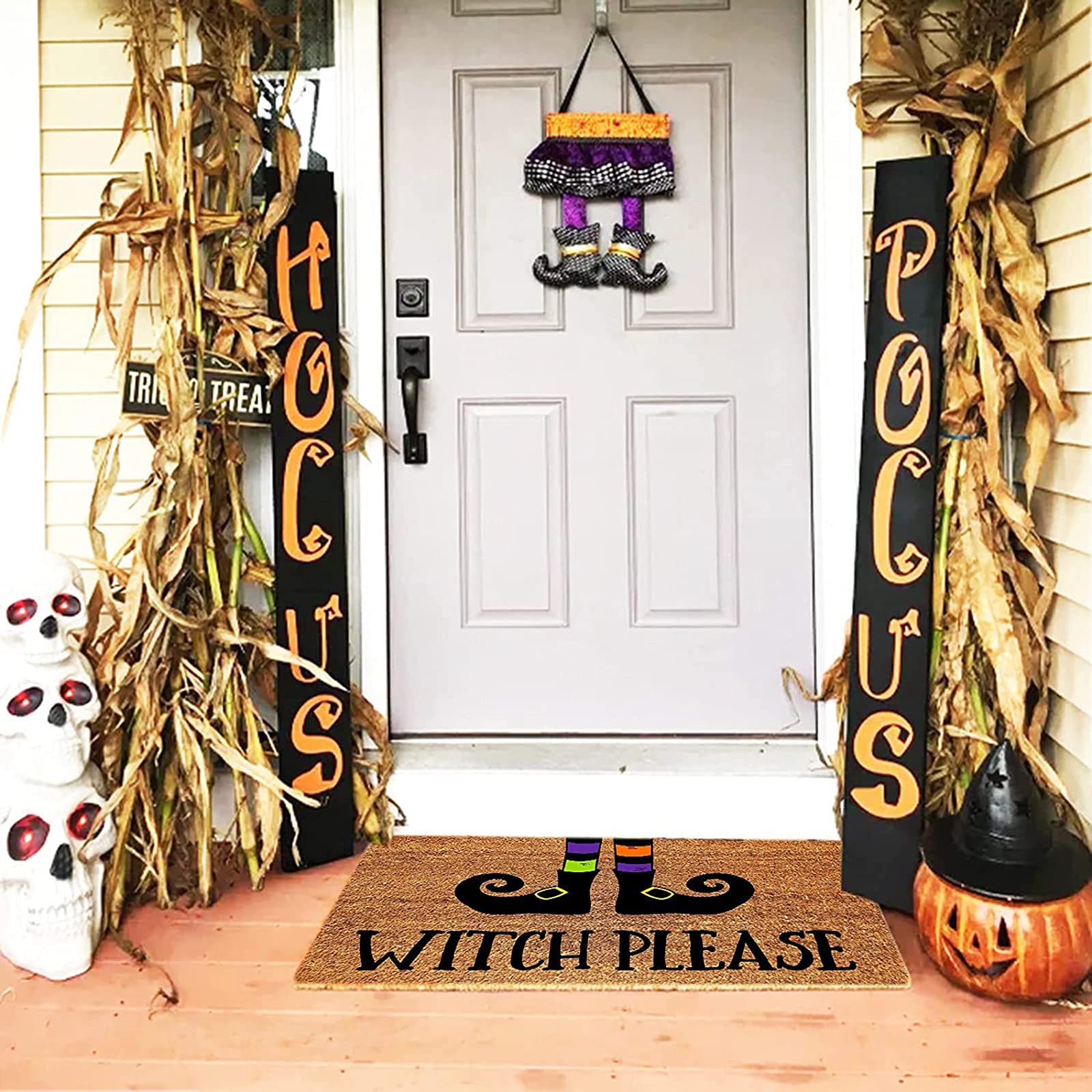 URMAGIC Halloween Witch Welcome Mat for Front Door - Non-Slip Indoor/Outdoor Decorative Floor Mat for Trick or Treat - Perfect for Halloween Porch Decor, Entryway & Party Decorations