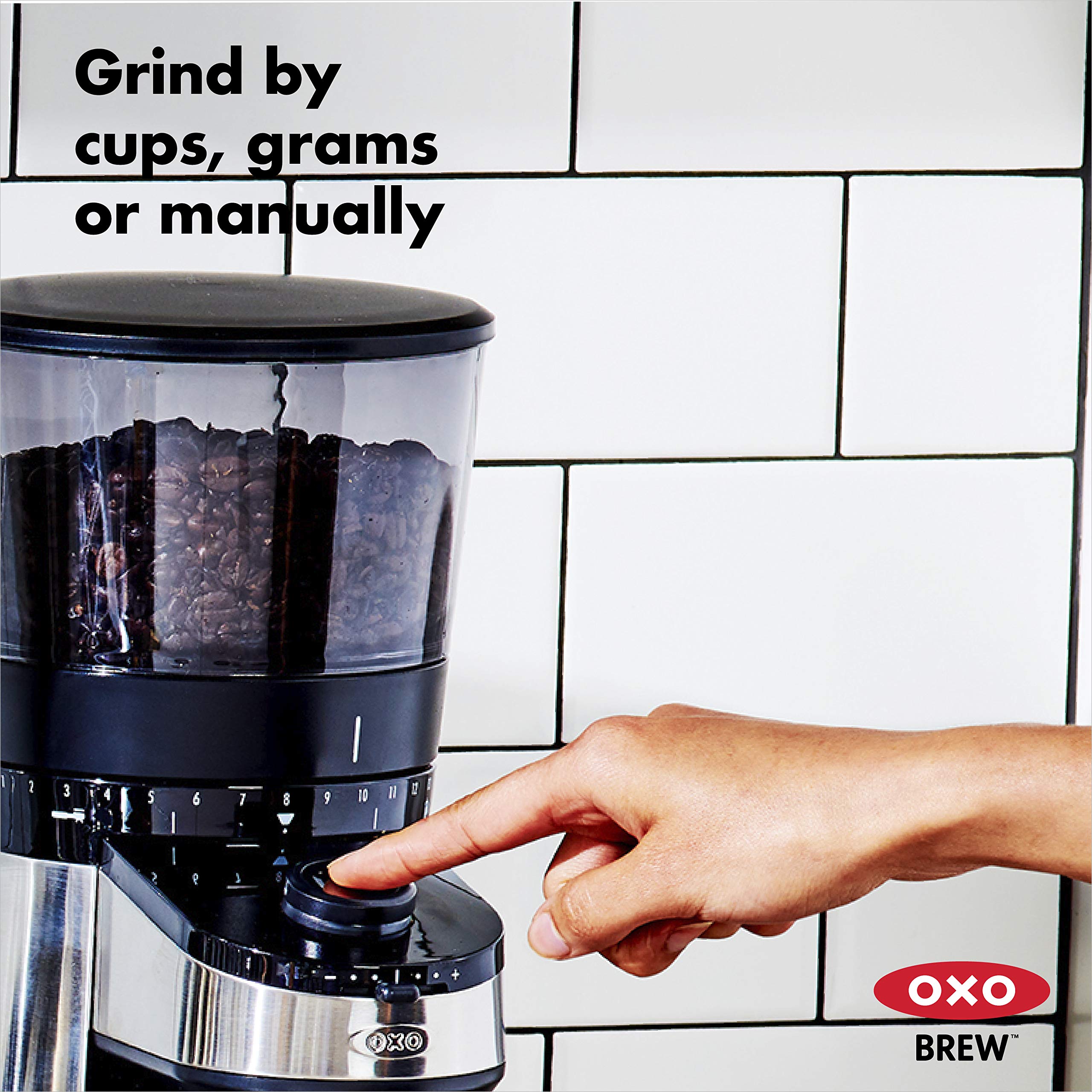 OXO Brew Conical Burr Coffee Grinder with Built-in Scale - Precision Ground Coffee for Espresso, French Press & Cold Brew - Perfect for Home Baristas & Coffee Enthusiasts