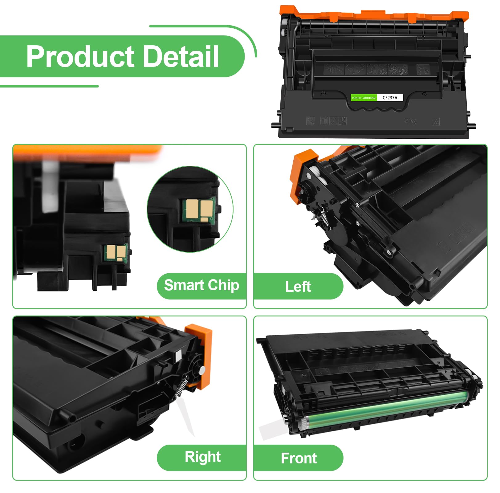 Greencycle Compatible Toner Cartridge Replacement for HP 37A CF237A 37X - Works with HP Enterprise M607n M607dn M608n M608dn M608x M609 M609x MFP M631 M632 M631h M633fh Printers (Black, 2-Pack) - Ideal for Office Printing & High Volume Documents