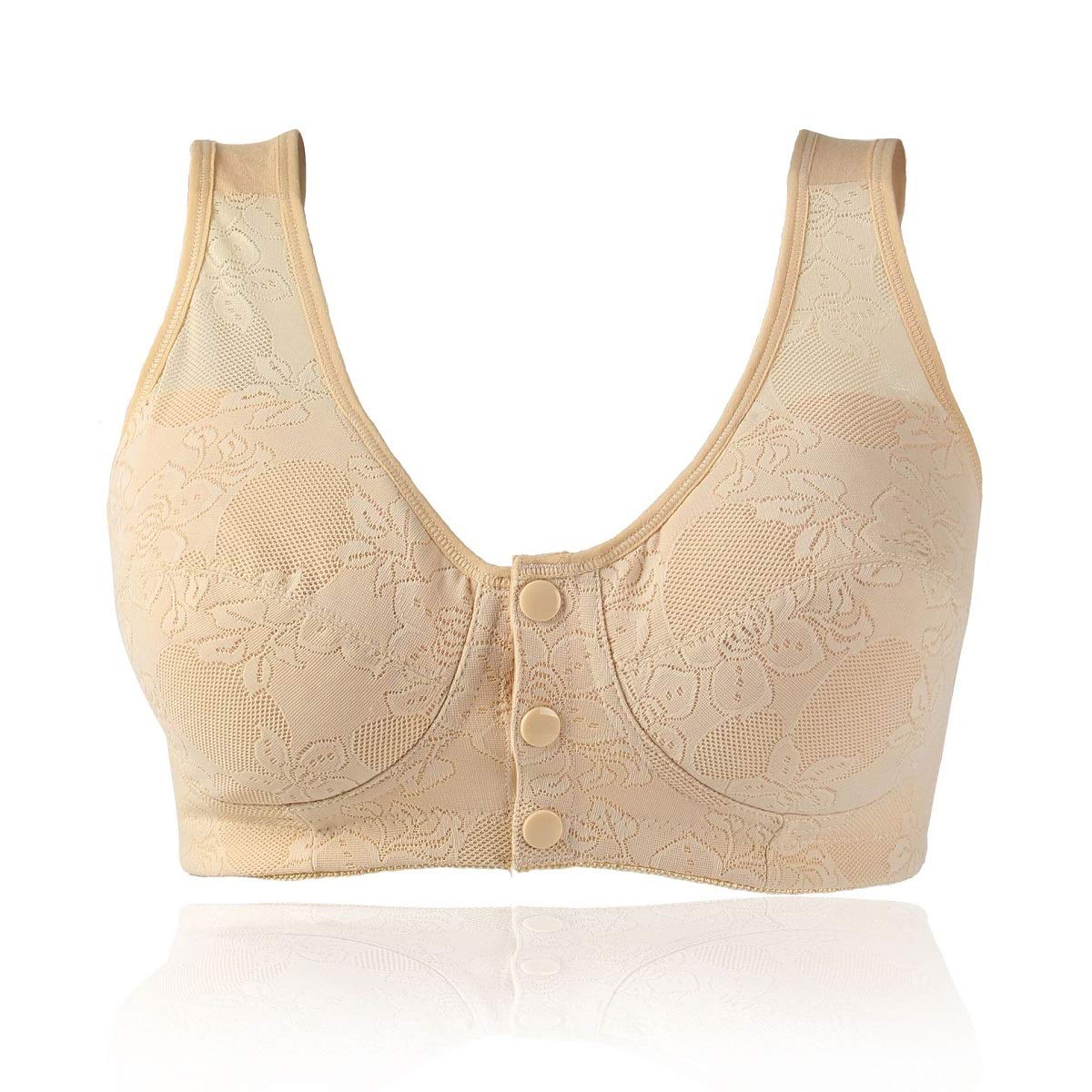Everyday Embroidery Bras for Women - Wireless Button Snap Front Sports Bra, Post-Surgery & Yoga Bras - Perfect for Workouts, Recovery & Daily Comfort