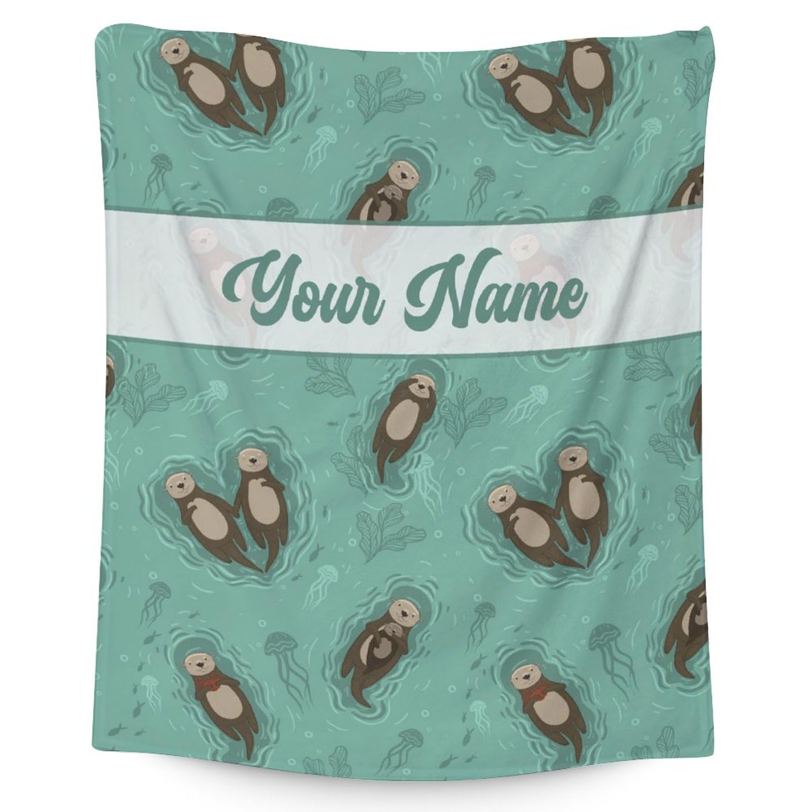 Personalized Otter Blanket with Name - 50x60 Inch Soft Plush Throw Blanket for Teens - Cute Otter Print Fuzzy Blanket for Bed, Couch, Sofa - Perfect Gift for Birthday, Christmas & Cozy Home Decor