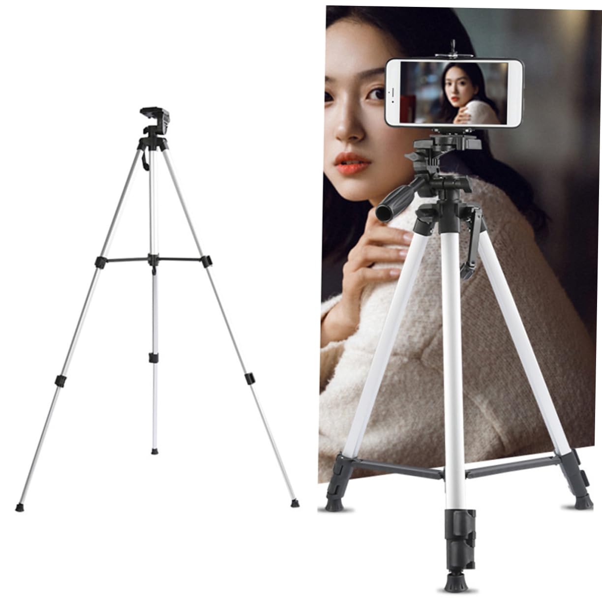 Veemoon Adjustable Camera Tripod Stand - Lightweight Telescopic Design for DSLR, Smartphone, GoPro - Perfect for Outdoor Live Streaming, Vlogging, Travel Photography & Video Recording
