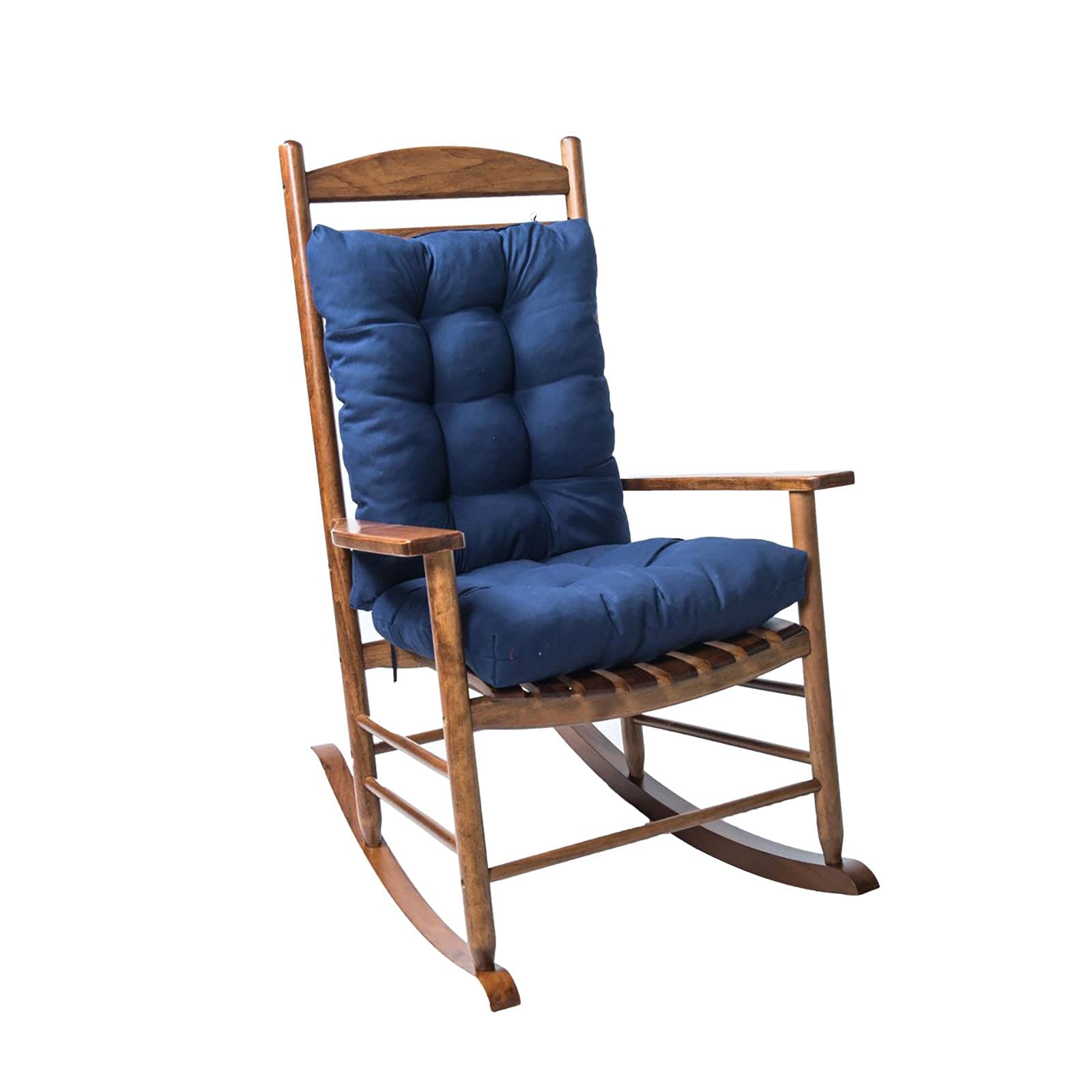 Non-Slip Rocking Chair Cushion Set - 2 Piece Thickened Seat & Back Cushions for Indoor/Outdoor Use - Soft Overstuffed Patio Chaise Lounger & Recliner Chair Pads - Perfect for Porch, Garden, Deck and Living Room Relaxation
