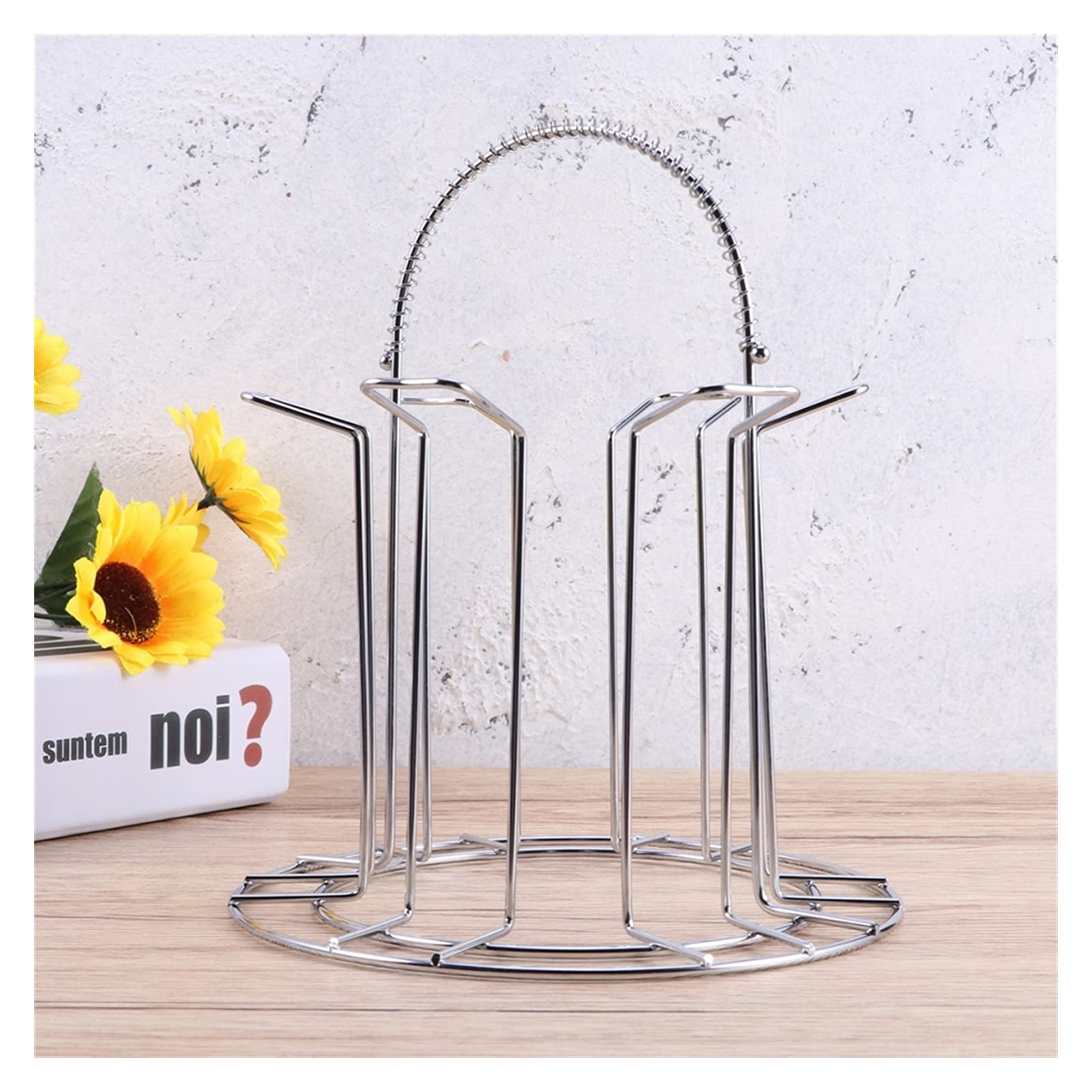 AISHANBAIHUODIAN Stainless Steel 6-Cup Mug Glass Stand Holder - Kitchen Hanging Drainer Storage Rack & Drying Shelf - Perfect for Home, Office, or Restaurant Use