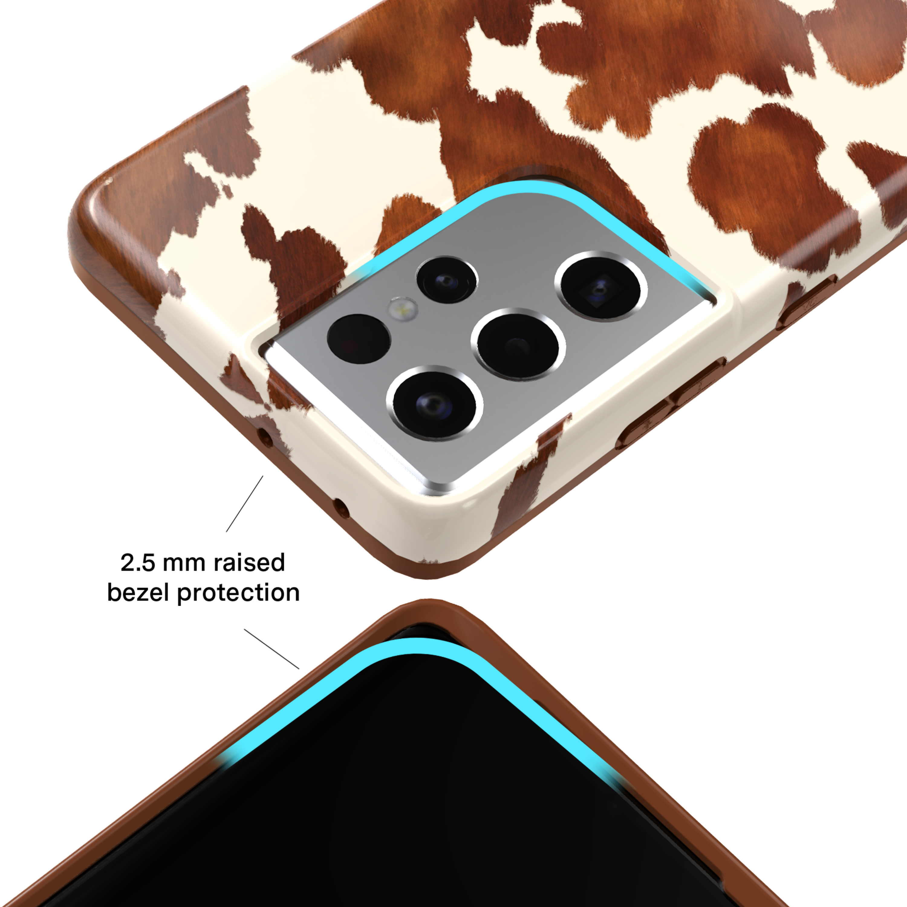 Premium Samsung Phone Case with Cocoa Cow Print - Durable Protective Cover for Everyday Use, Travel & Outdoor Activities