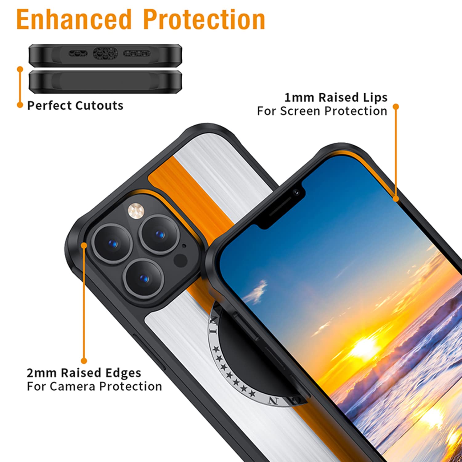 Omio Magnetic Case for iPhone 13 Pro Max - Military Grade Protection with Aluminum Alloy & Soft Silicone Edge | MagSafe Compatible Shockproof Cover | Perfect for Work, Travel & Outdoor Activities