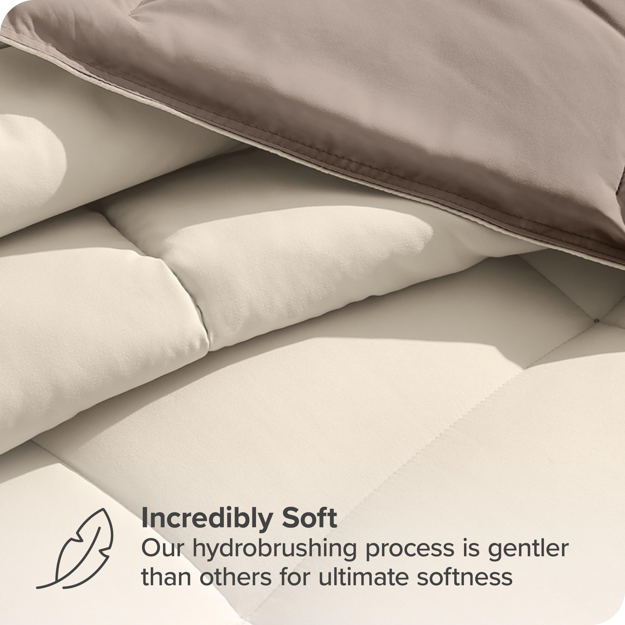 Bare Home Reversible Down Alternative Comforter & Sheet Set - Full Size Bedding - Soft Taupe/Sand - All Season Bed-in-a-Bag | Perfect for Guest Rooms, Dorms & Cozy Bedroom Decor