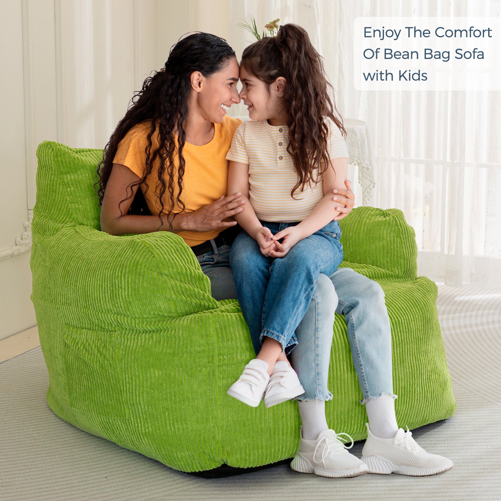 MAXYOYO Giant Bean Bag Chair - Oversized Stuffed Bean Bag Couch for Living Room, Bedroom & Game Room - Soft Green Comfortable Lounger for Adults & Teens - Perfect for Relaxing, Gaming & Movie Nights