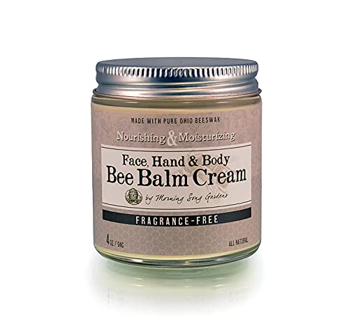 Natural Bee Balm Cream - Fragrance Free 2 oz for Dry Skin, Lips & Cuticles | Organic Moisturizer for Face & Body Care
