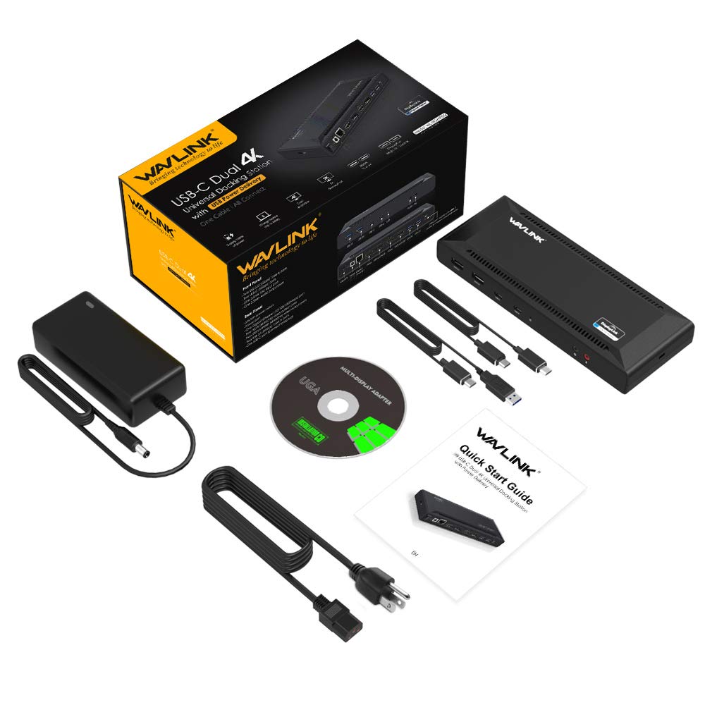 WAVLINK USB-C Docking Station for Laptop - 5K/4K Dual Monitor Support, 65W Power Delivery, 2xDP/2xHDMI/4xUSB 3.0/2xUSB-C/Gigabit Ethernet - Black | Ideal for Home Office, Gaming & Multitasking