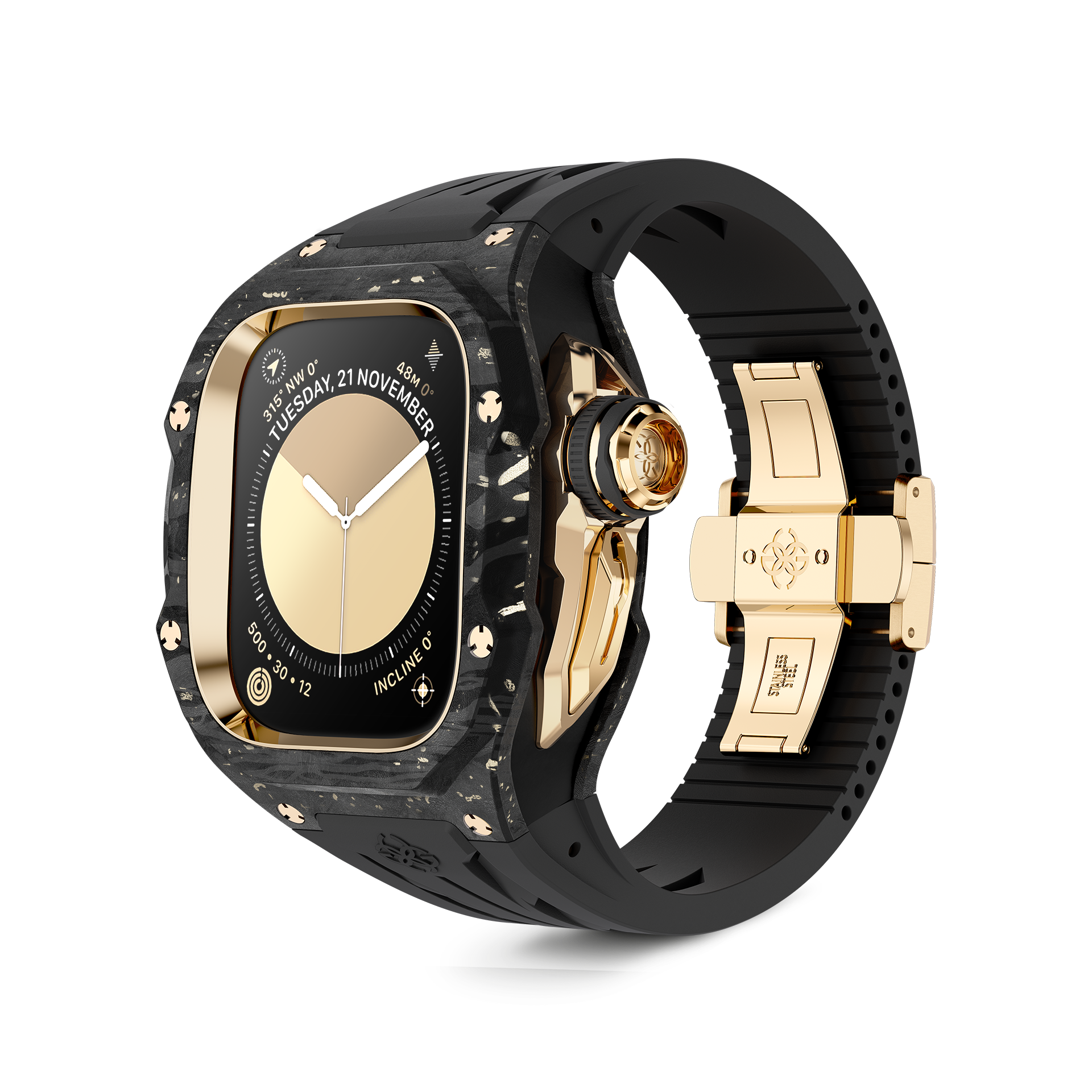 Apple Watch Case - Gold Carbon Fiber Protective Cover for Apple Watch Series 1/2/3/4/5/6/7/8/SE - Slim Durable Scratch Resistant Design - Perfect for Workout, Running & Daily Use