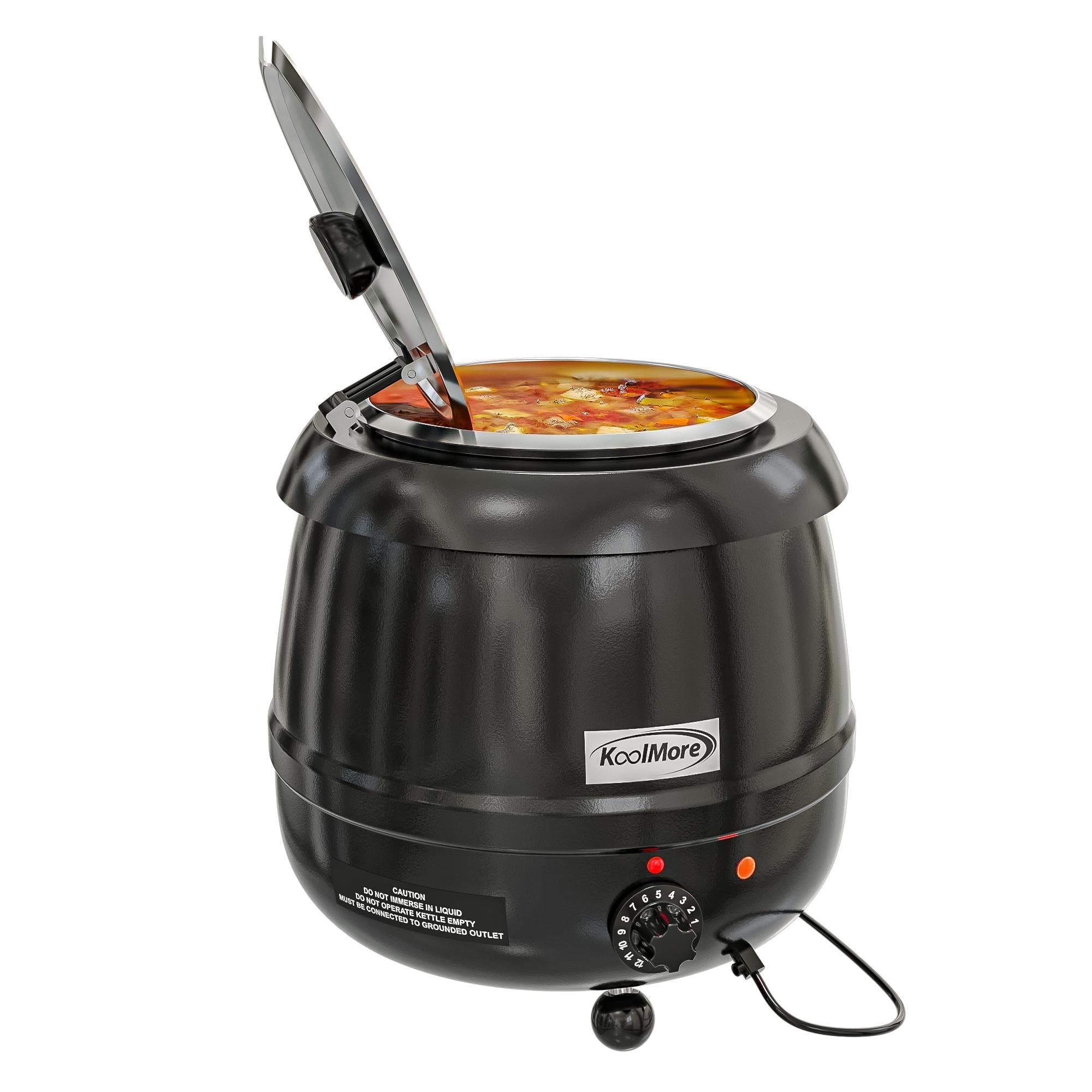 11.5 Qt. Black Stainless Steel Commercial Soup Warmer with Removable Chafing Dish - Perfect for Catering, Buffets & Food Service Businesses