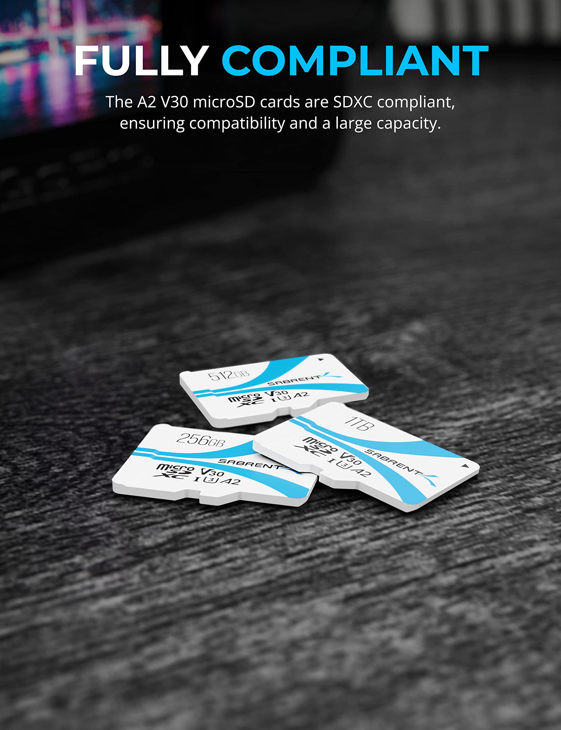 SABRENT 1TB Micro SDXC Card - UHS-I U3 V30 A2 Class 10 Memory Card - 100MB/s Read Speed for 4K & 8K Video - Perfect for DSLR Cameras, Drones, GoPro, Nintendo Switch, and Smartphones (SD-MQ30-1TB)