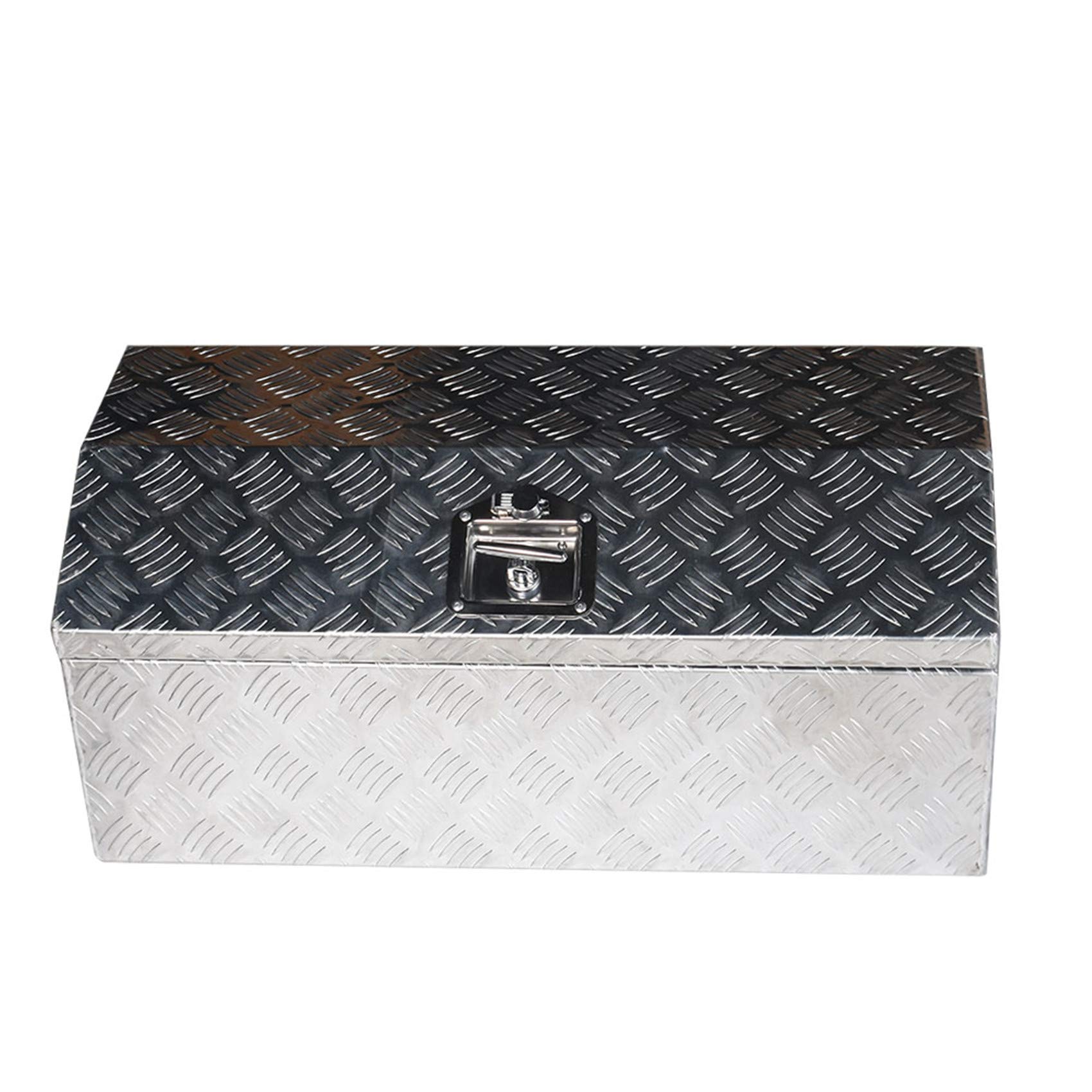 Heavy Duty 30 Inch Aluminum Trailer Tongue Tool Box with Lock & Side Handles - Secure Truck Bed Storage for Pickup Trucks, Trailers & Work Vehicles | Weatherproof & Durable Silver Toolbox for Construction, Farming & Outdoor Equipment