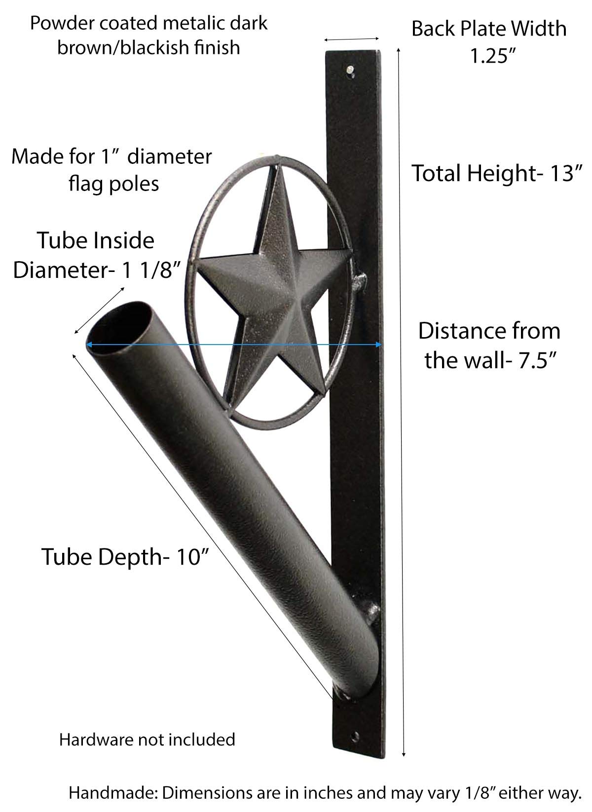 13 Inch Iron Star Flag Pole Holder - Heavy Duty Outdoor Flag Mount for Porch, Garden, and Yard Decor