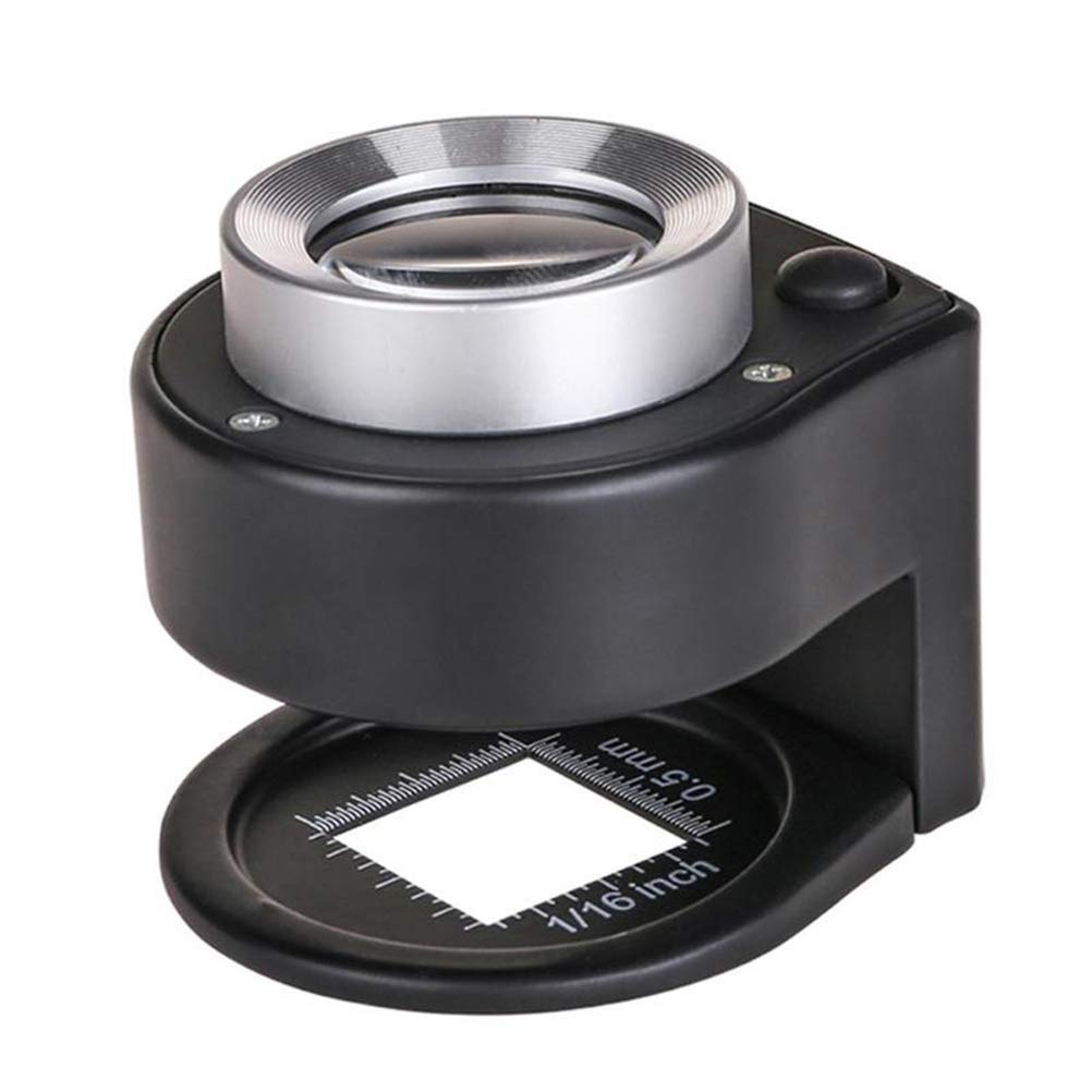 30X Magnifying Glass with LED Light - SH-CHEN Premium Optical Glass Lens Folding Magnifier, Full Metal Linen Tester & Thread Counter - Perfect for Jewelry Appraisal, Coin Collecting, Stamp Inspection, and Office Use