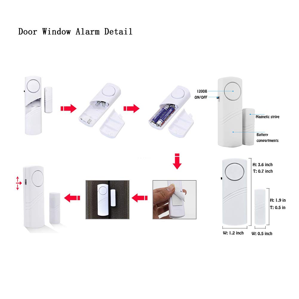 12 Pack Door Window Alarm - Wireless Magnetic Sensor Anti-Theft Burglar Alarm for Home Security | Easy DIY Installation for Apartments, Vacation Homes & Offices