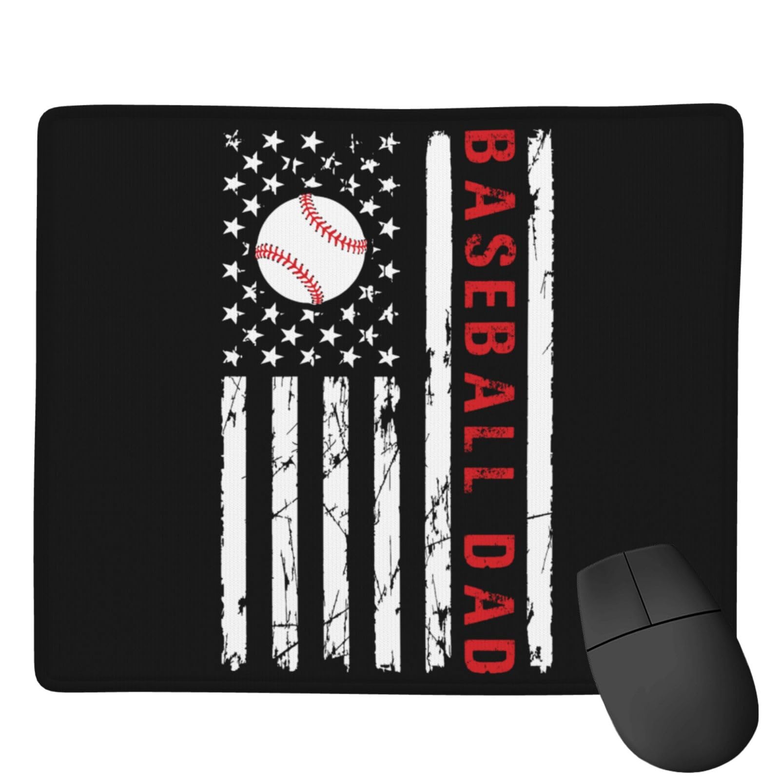SIYTUAU USA Flag Baseball Themed Mouse Pad - 7x9 Inch Waterproof, Non-Slip Rubber Gaming Mousepad for Laptop & Office Use - Perfect for Gamers, Baseball Fans & Patriotic Decor
