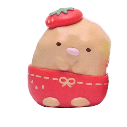 San-x Sumikko Gurashi Side by Side Strawberry Outfit IP4 2-Inch Collectible Figure Toy - Cute Kawaii Desk Decor for Anime Fans & Office Display