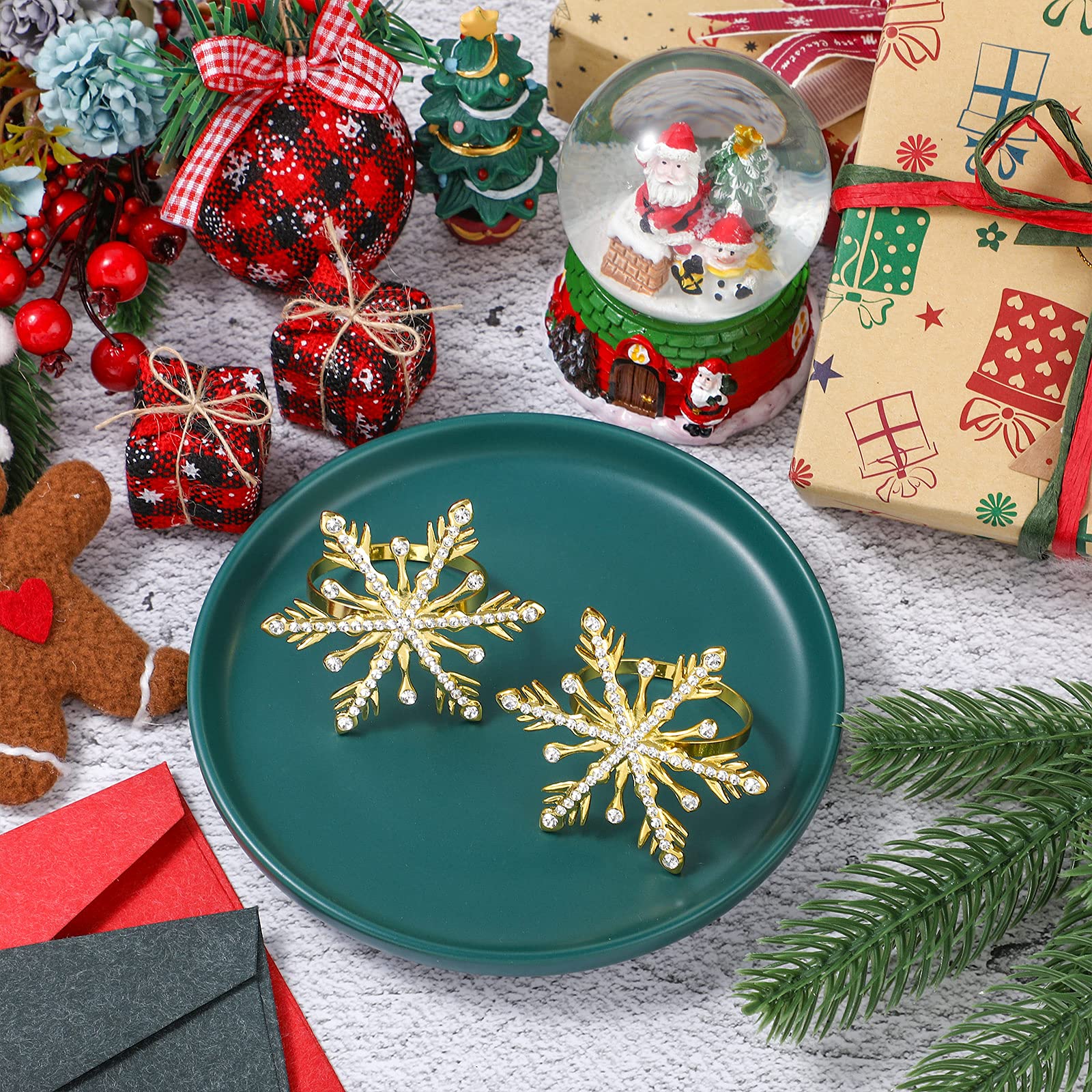 6pcs Gold Snowflake Napkin Rings for Christmas & Wedding Decor