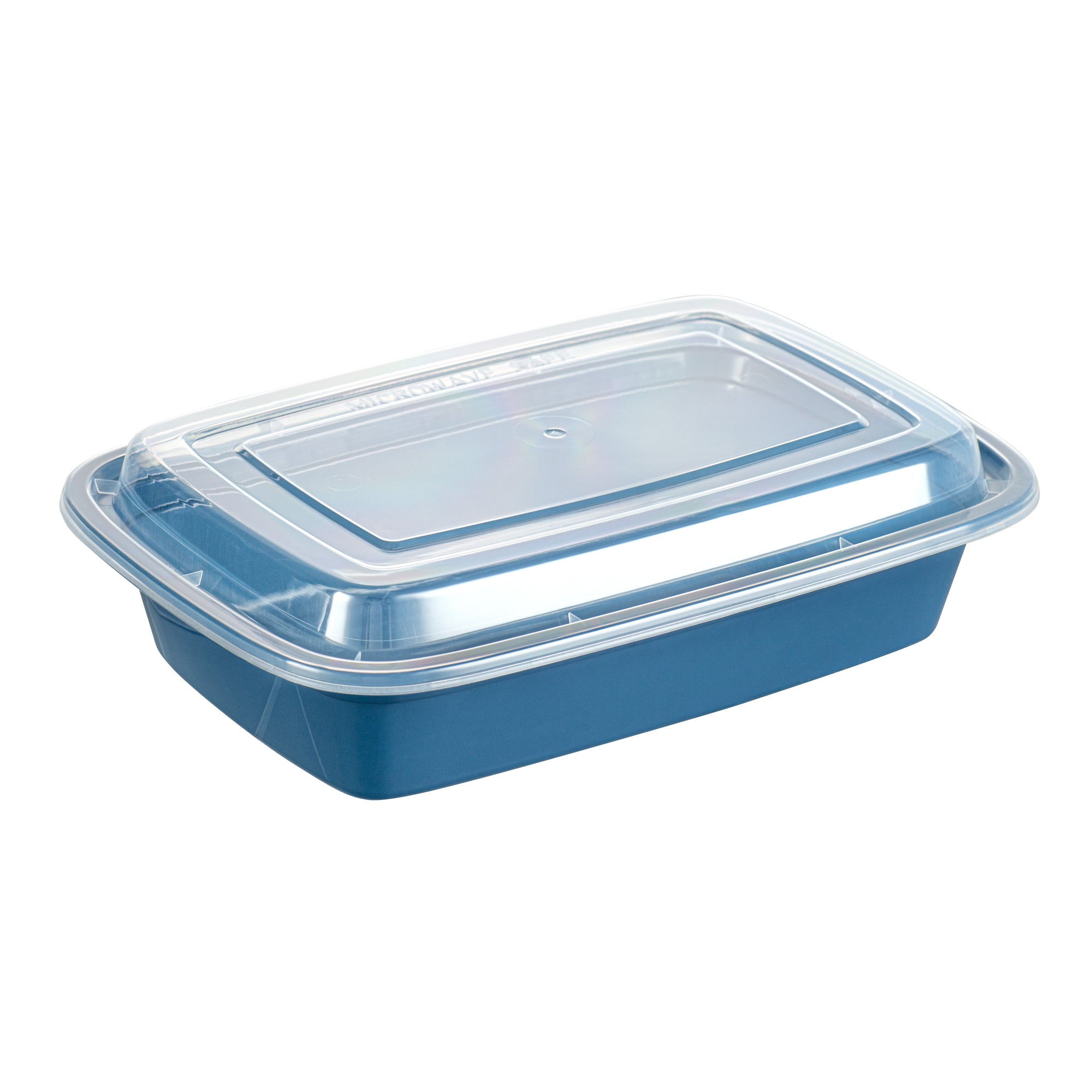 24 oz Rectangle Midnight Blue Plastic Food Storage Container with Clear Lid - Microwave Safe, 8