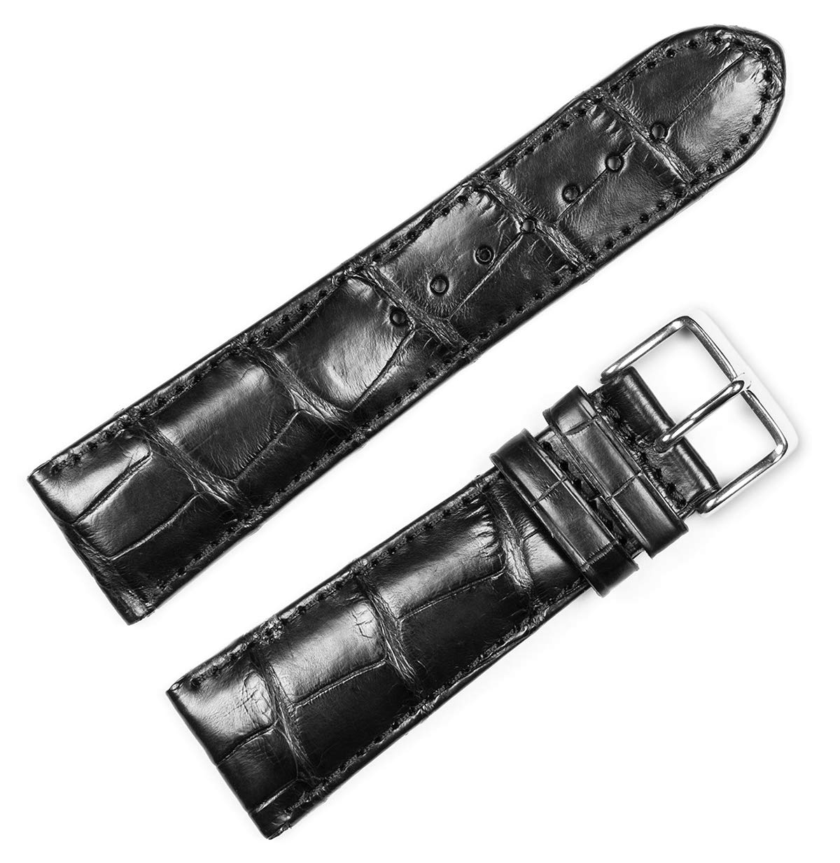 deBeer 18mm Genuine Alligator Leather Watch Band Strap - Black Luxury Replacement Watchband for Men & Women | Perfect for Dress Watches, Business Attire & Formal Occasions