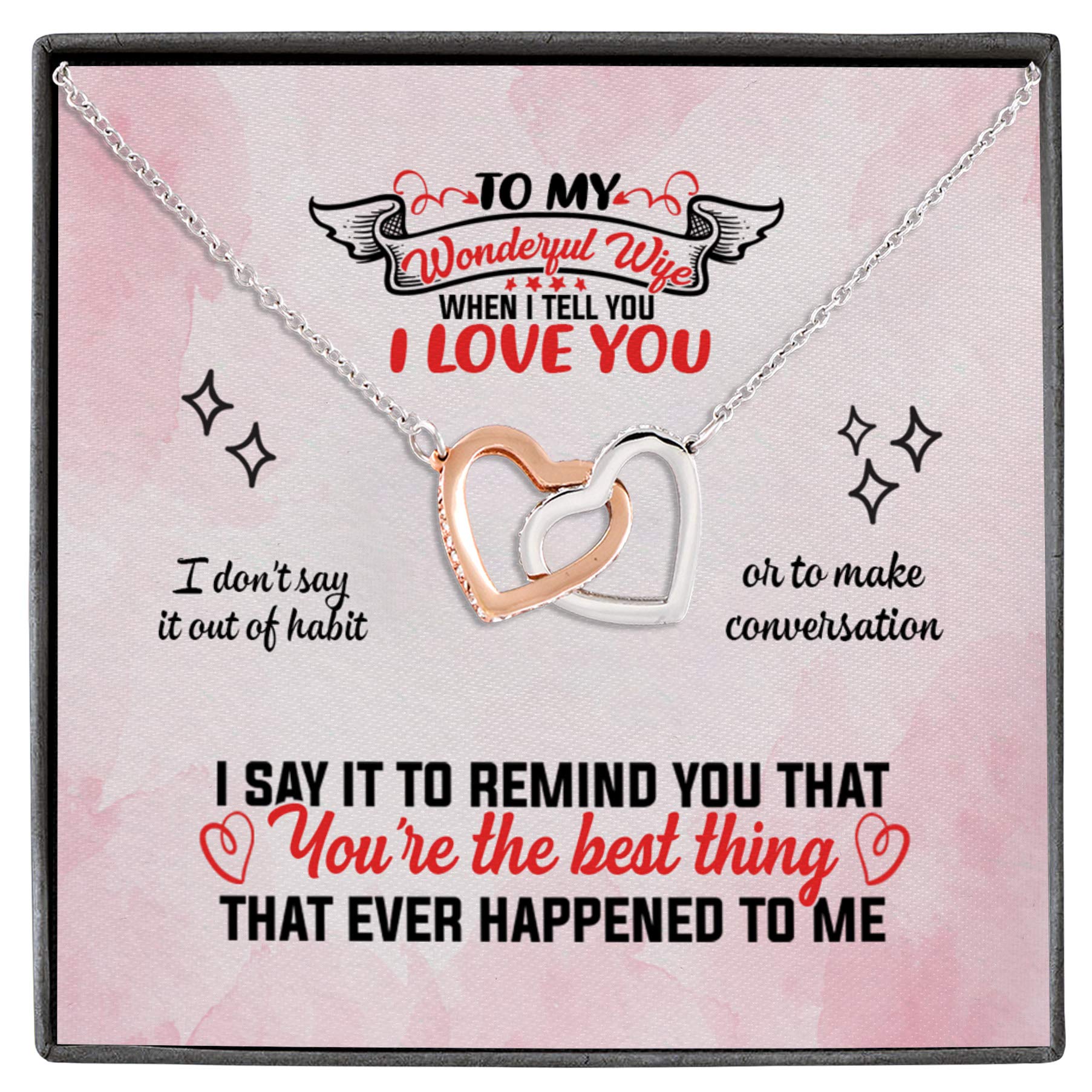 VIGIFSANA Silver Interlocking Hearts Pendant Necklace - Romantic 'I Love You' Gift for Wife, Best Birthday & Christmas Present - Perfect for Anniversaries, Valentine's Day & Special Occasions