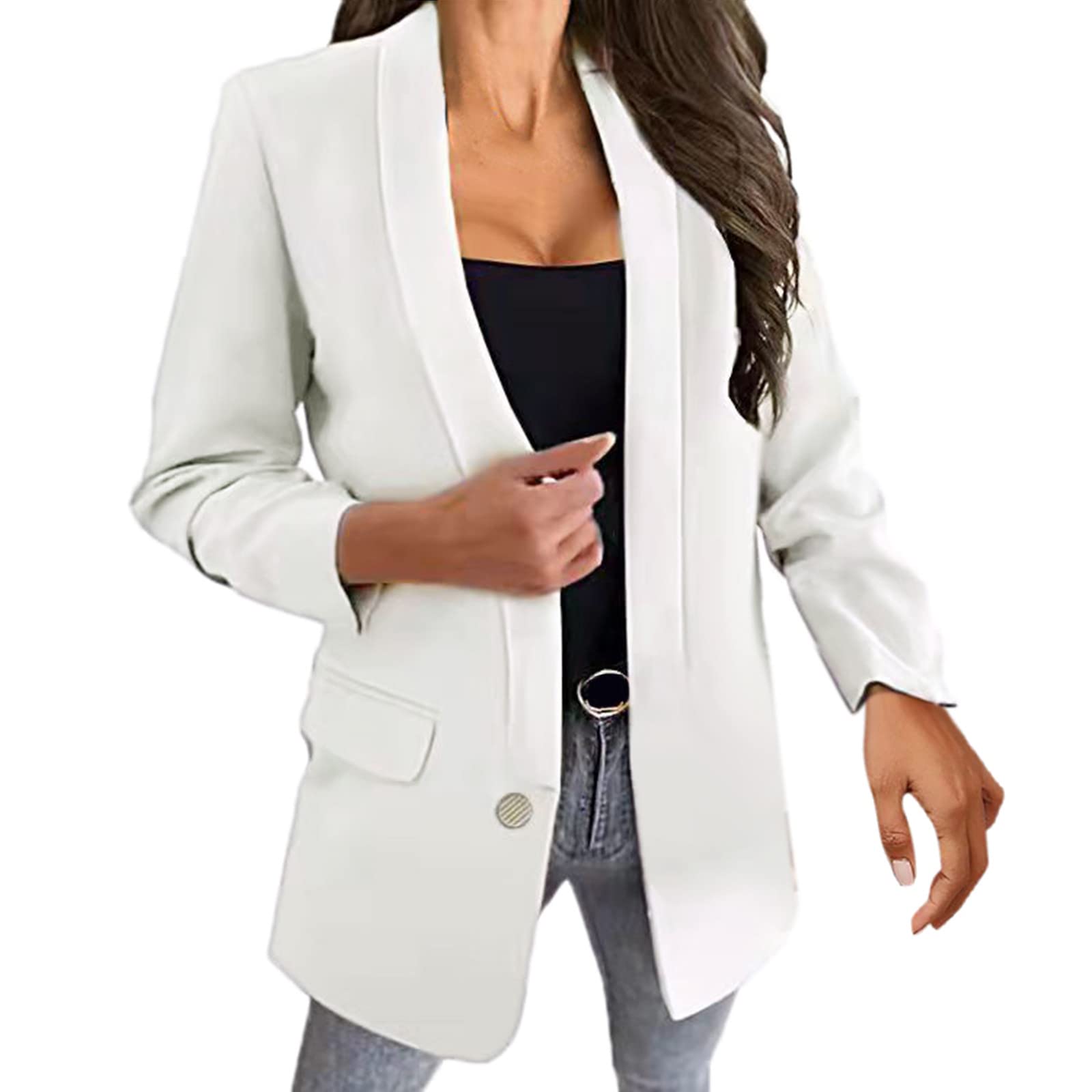 Women's Oversized Double Breasted Corduroy Blazer Jacket - Long Sleeve Work Coat with Hood for Business Casual & Office Wear