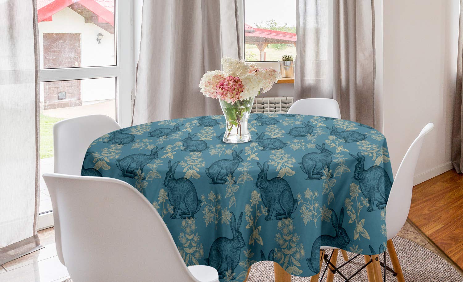 Ambesonne Hand Drawn Round Tablecloth - 60