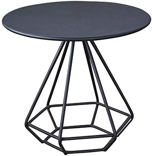 Modern Metal Small Round Coffee Table - 60x55cm Wrought Iron Side Table for Living Room, Bedroom, Balcony | Black Finish | Perfect for Sofa Side, Bedside, or Lounge Decor