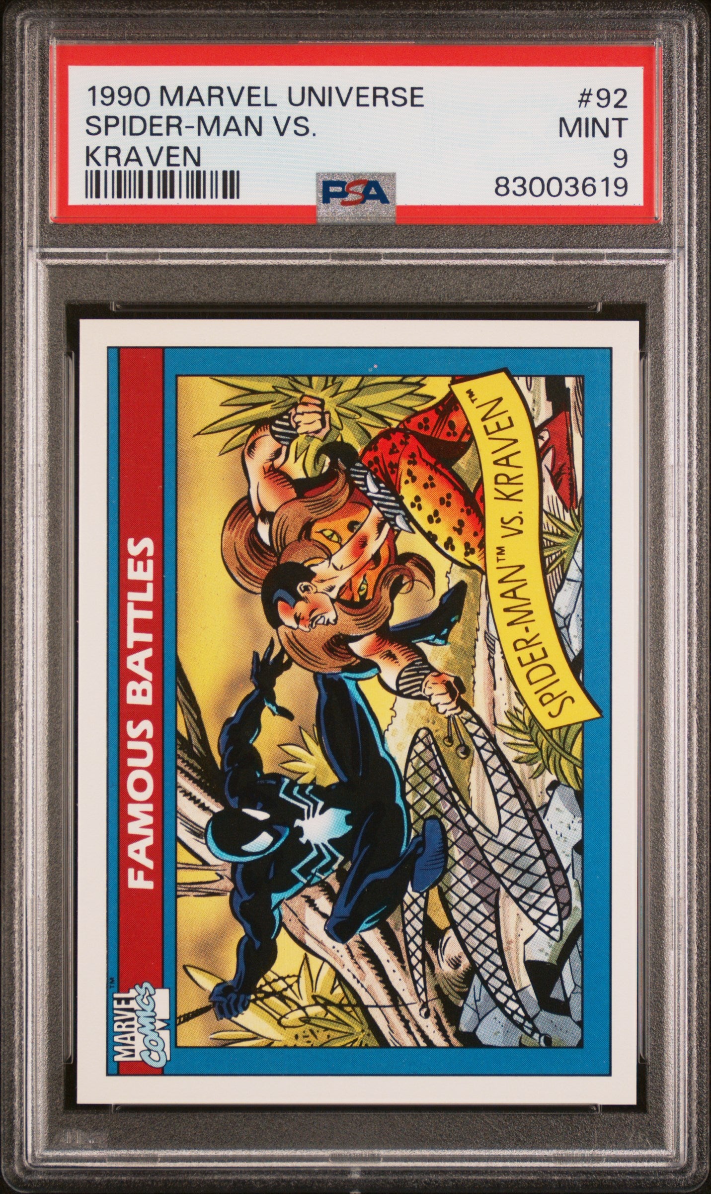 1990 Marvel Universe Spider-Man vs. Kraven #92 PSA 9 NM-MT - Rare Comic Book for Collectors & Investors | Perfect for Display, Gifts & Marvel Memorabilia Collections