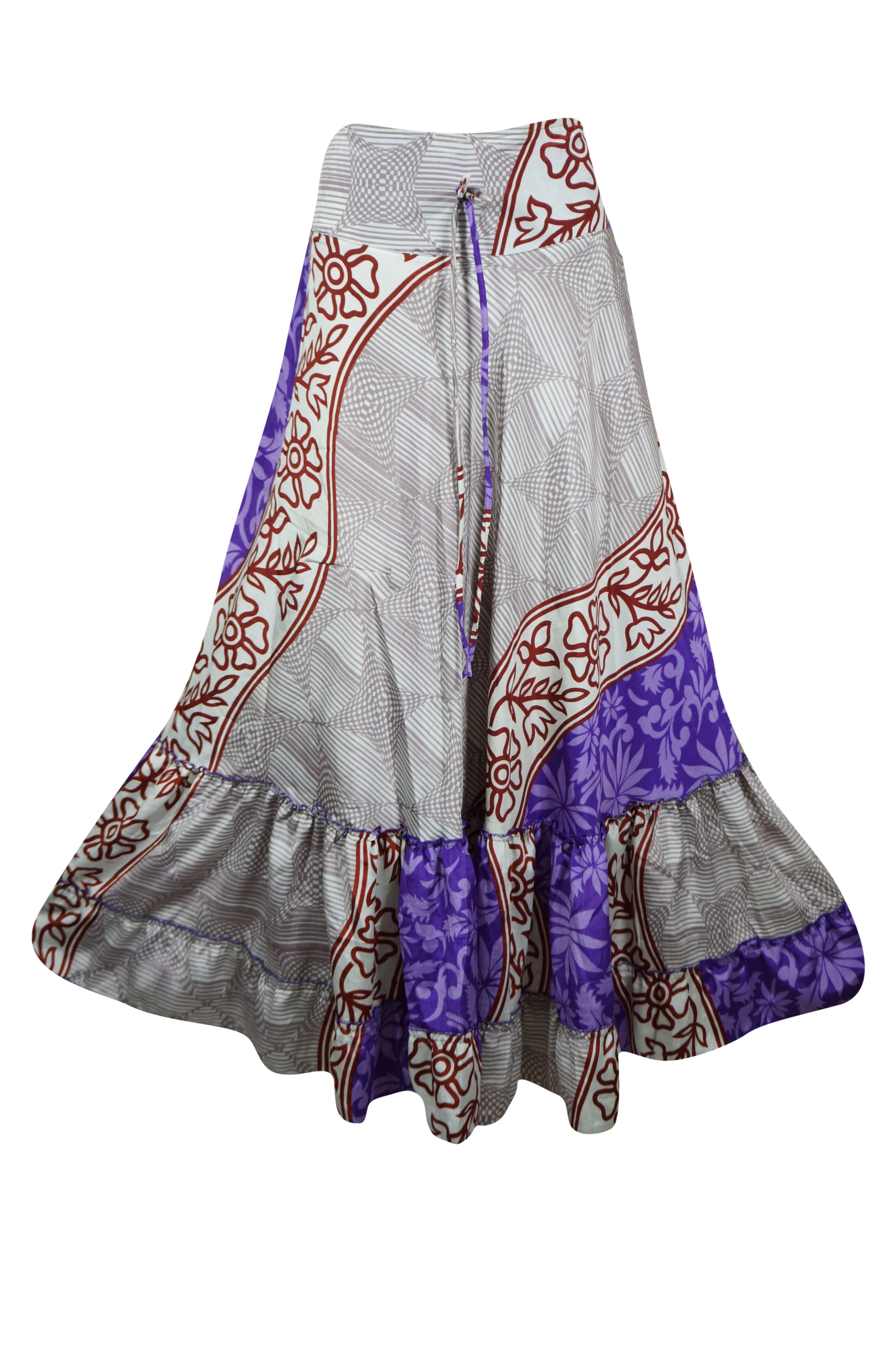 Women's Stylish Purple Maxi Skirt with Tiered Ruffle Design - Perfect for Casual Outings, Beach Vacations & Boho Fashion Looks