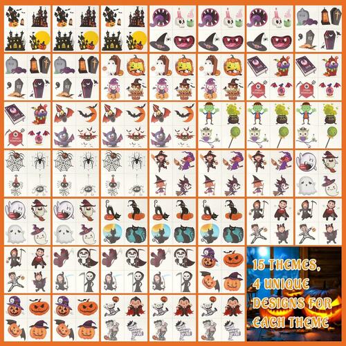 6 Pack Halloween Parachute Toys & 360 Halloween Temporary Tattoos Bundle - Fun Party Favors for Kids, Trick or Treat Gifts, Classroom Prizes & Halloween Festivities