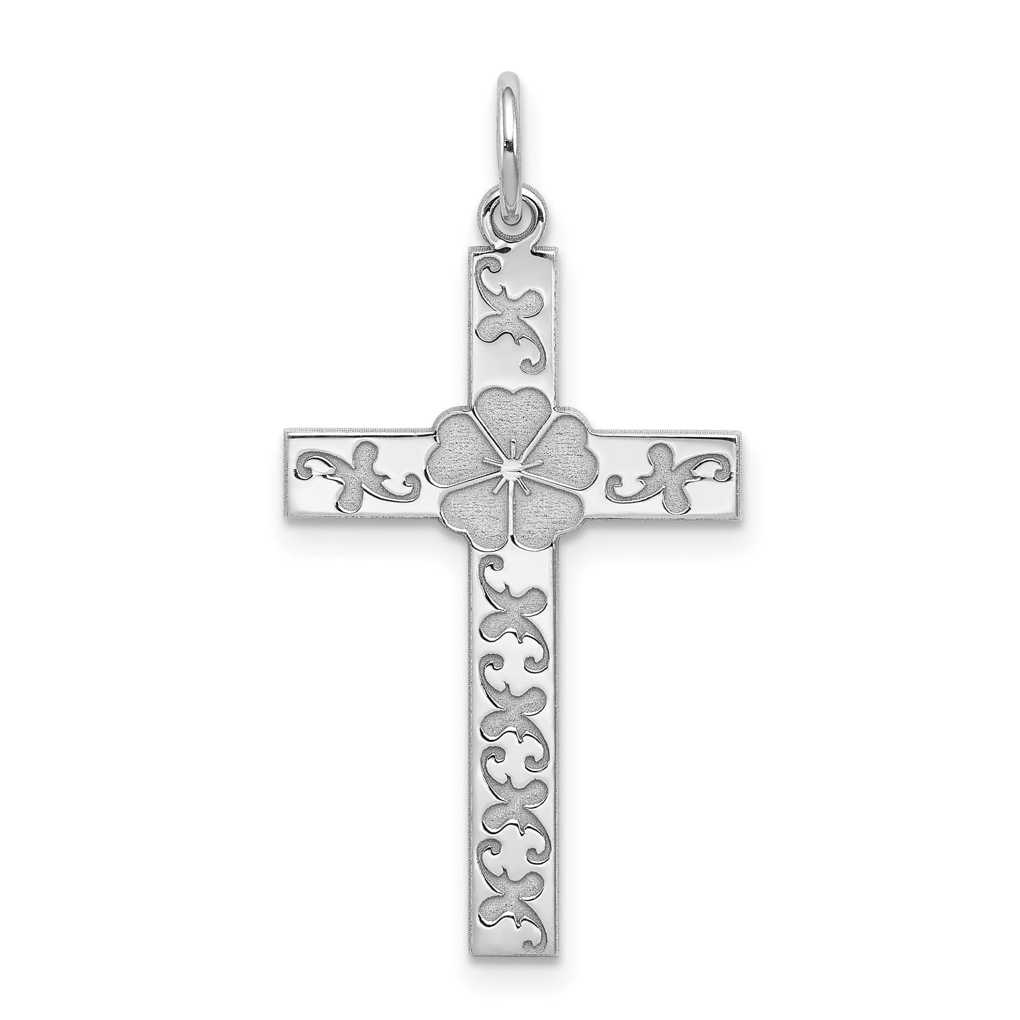 Elegant Sterling Silver Laser-Engraved Cross Pendant Necklace - 26mm x 16mm - Perfect for Gifts, Religious Jewelry & Everyday Wear