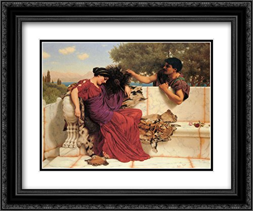 24x20 Black Ornate Frame with Double Matted Museum Art Print - John William Godward Classic Painting | Perfect for Living Room, Bedroom & Office Decor