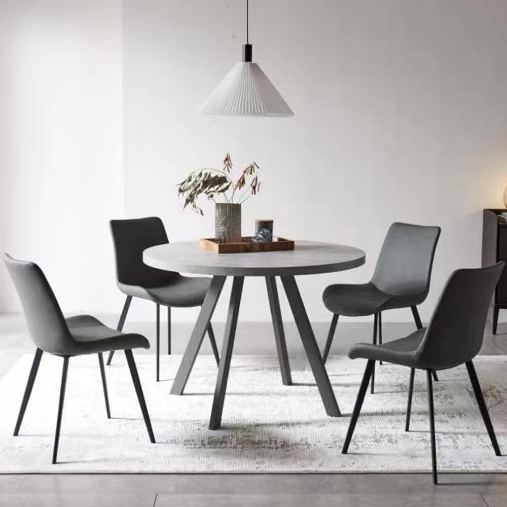 Modern Dining Chairs Set of 4 - Upholstered Faux Leather Cushion Seats with Sturdy Metal Legs, Grey Kitchen & Dining Room Chairs for Home, Restaurant or Office Use
