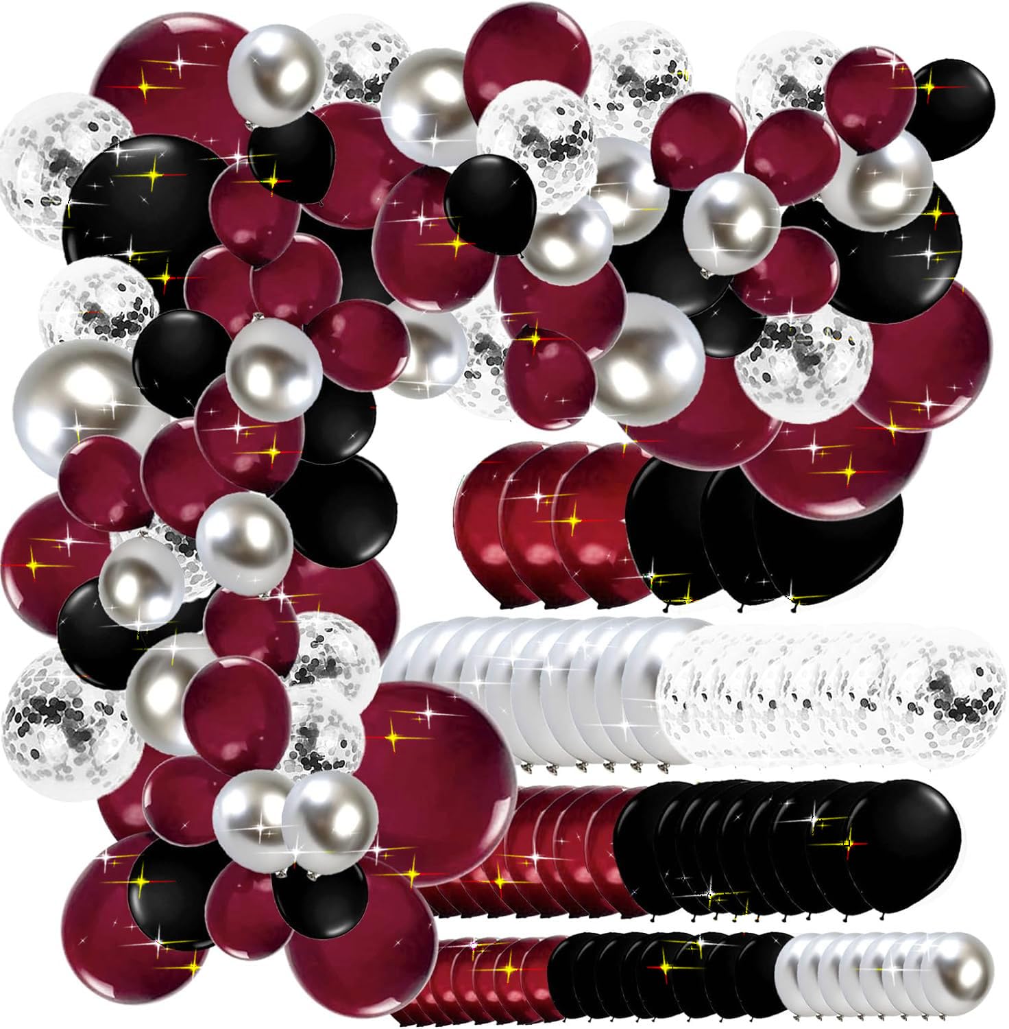 2025 Graduation Party Decorations - Maroon & Black Balloons, Burgundy & Silver Balloons (114Pcs) for Class of 2025 Celebrations, Birthday & Wedding Decor | Perfect for Graduation Ceremonies, School Parties & Special Events
