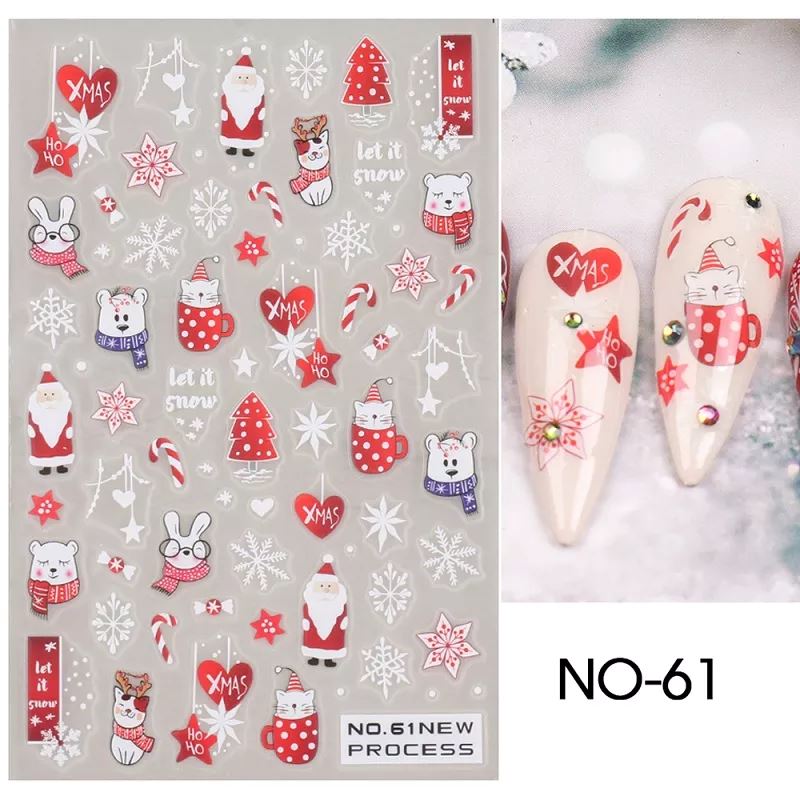 Festive Christmas Nail Art Stickers - Holiday Nail Decals for Women, Self-Adhesive Nail Stickers for Manicure, Perfect for Parties & Gift Giving