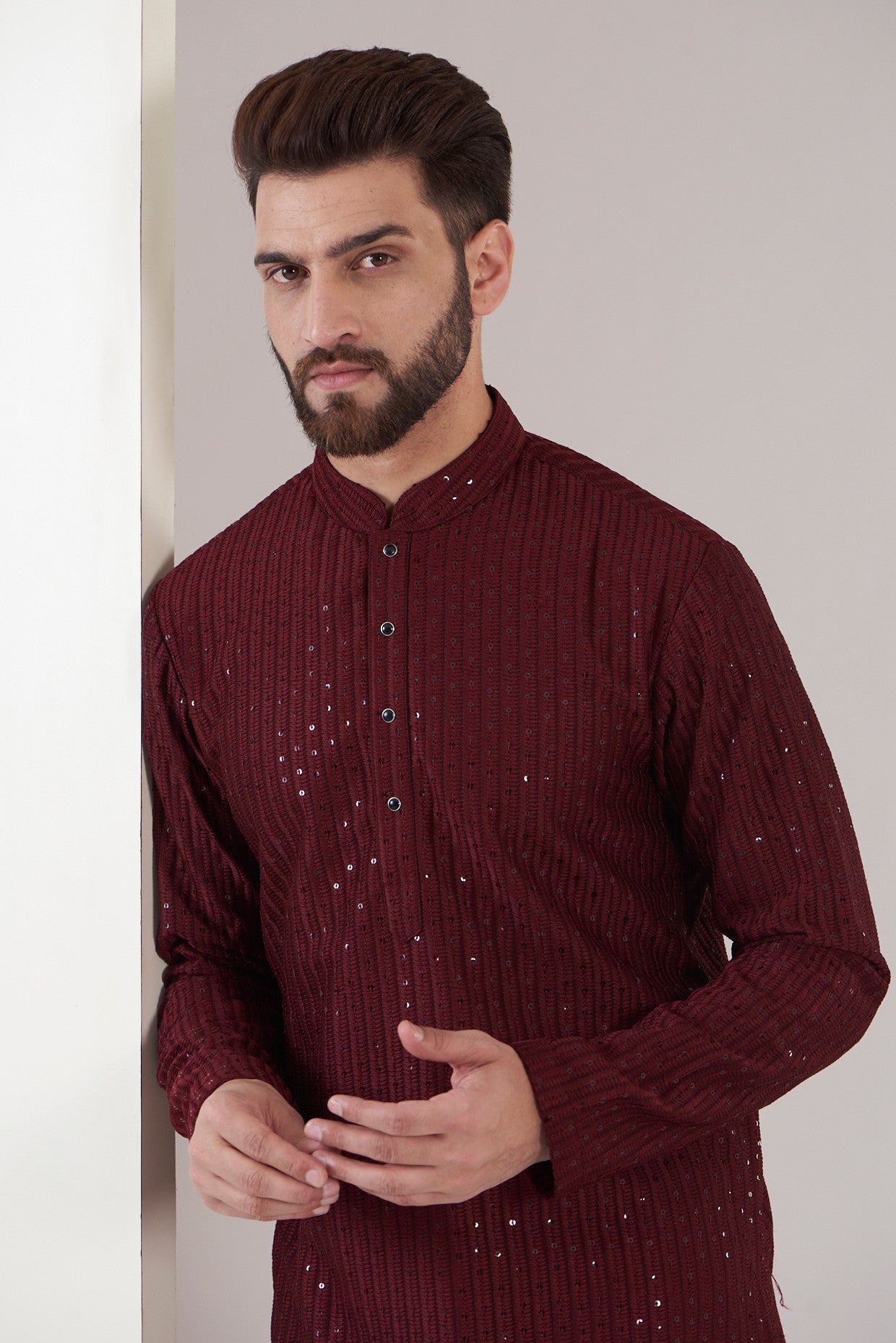 Elegant Maroon Chikankari Kurta for Women - Traditional Indian Embroidered Tunic - Perfect for Festivals, Weddings & Casual Wear