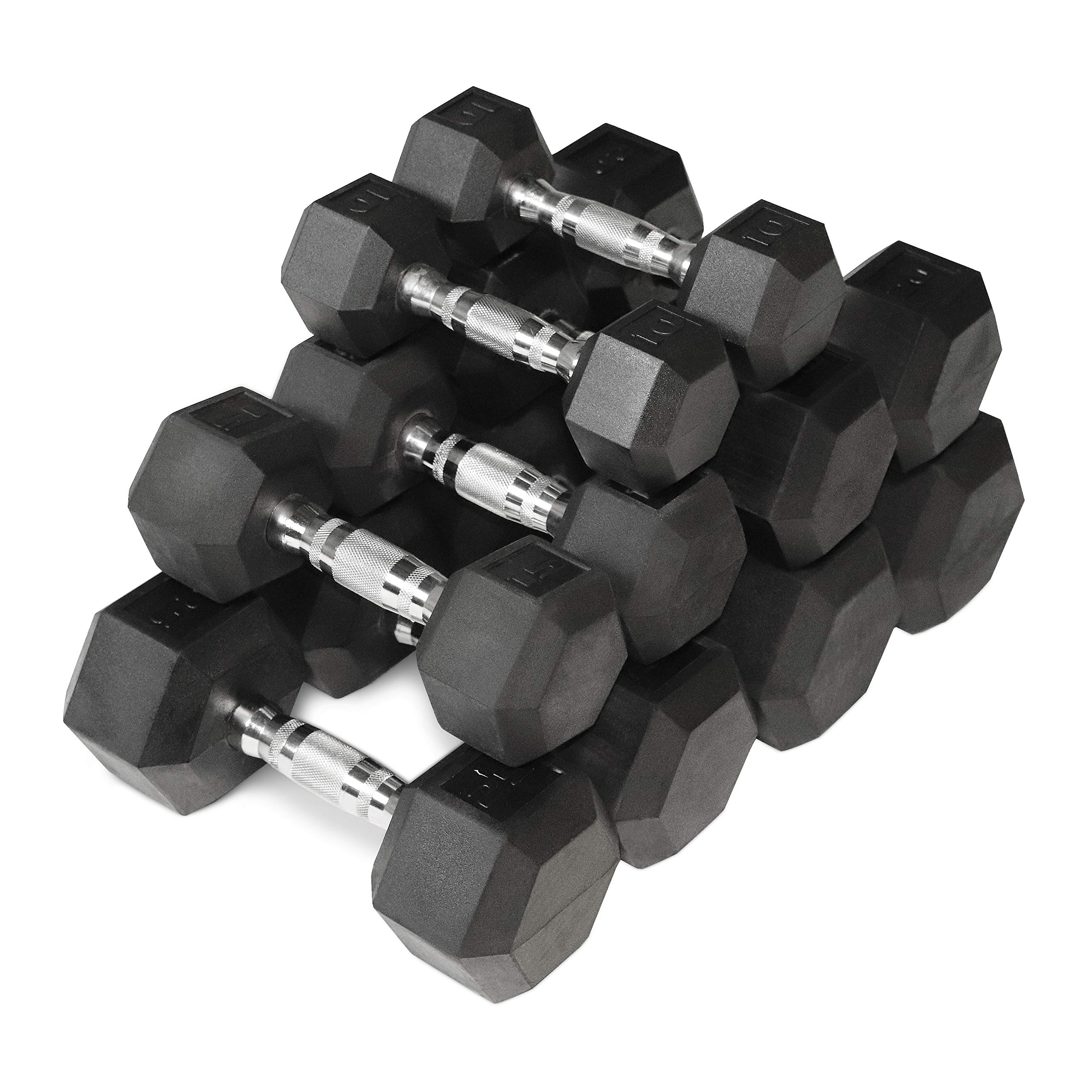 CAPHAUS 5-25 lb Adjustable Dumbbell Set with A-Frame Storage Rack - Solid Hexagon Free Weights for Home Gym, Strength Training - Cast Iron Rubber Coated Weights for Men & Women - Perfect for Small Spaces, Apartment Workouts & Weight Lifting Training