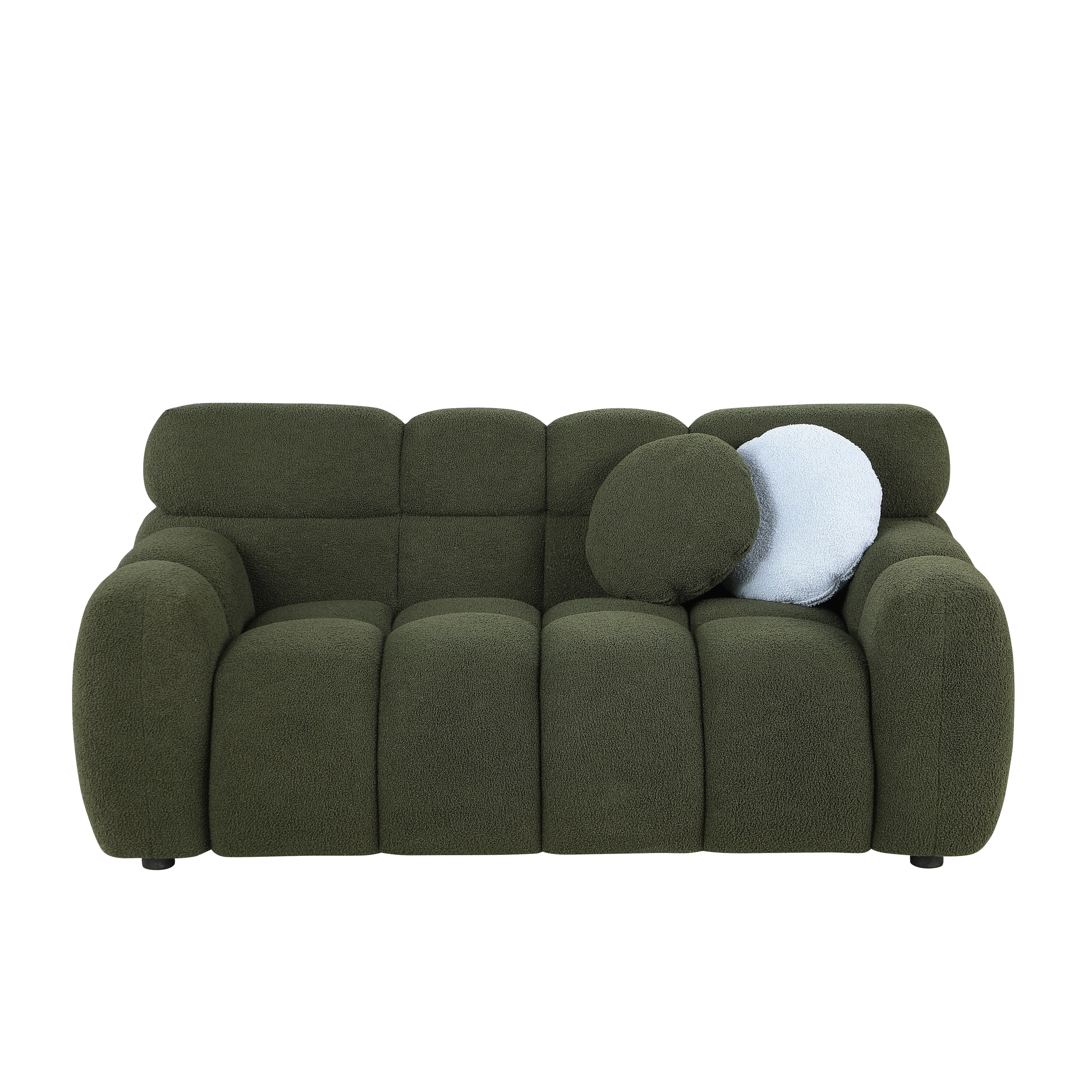 Beige Boucle 3-Seater Sofa - Marshmallow Design with Plush Cushions for Small Living Rooms | Cozy Modern Apartment Furniture for Lounge & Entertaining