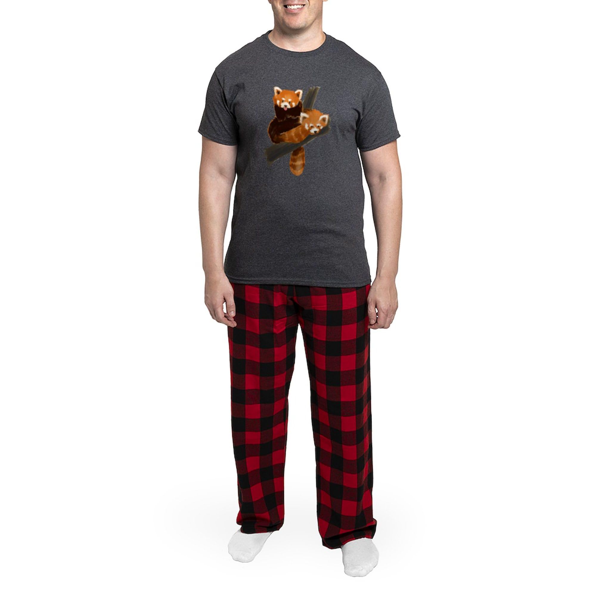 Red Panda Pajamas for Men - Soft Charcoal Lounge Pants & Sleepwear Set - Cozy Homewear for Relaxing, Lounging & Gifts