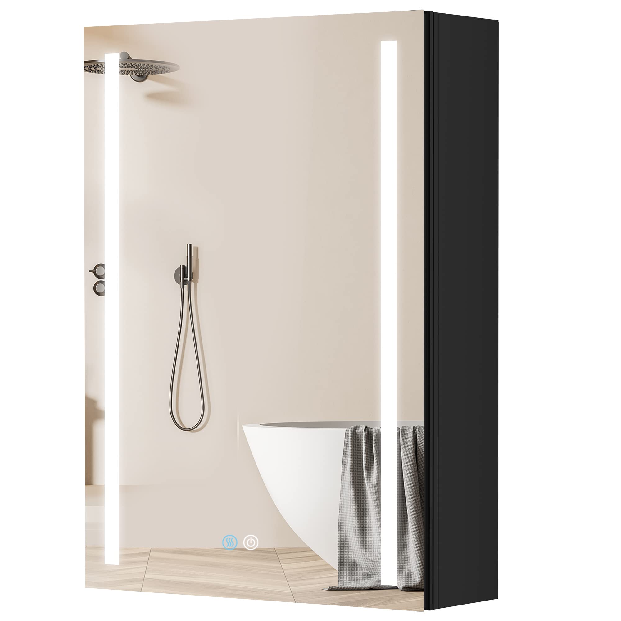 Ogonbrick 30x20 Inch LED Medicine Cabinet with Mirror - Aluminum Bathroom Storage with Defogger, 3 Color Lighting Modes & Dimmable Brightness, Adjustable Glass Shelves - Perfect for Modern Bathrooms, Vanities, and Spa-Like Spaces
