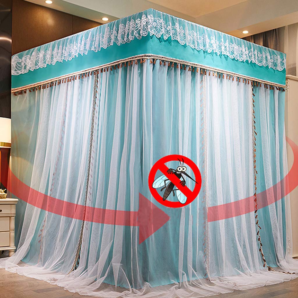 Princess 4-Poster Bed Canopy with Mosquito Net for Girls, Adults & Kids - Twin/Full/Queen/King Size Bed Curtain (Solid Green, Twin) - Perfect for Bedroom Decor, Sleep Protection & Fairy Tale Theme Rooms