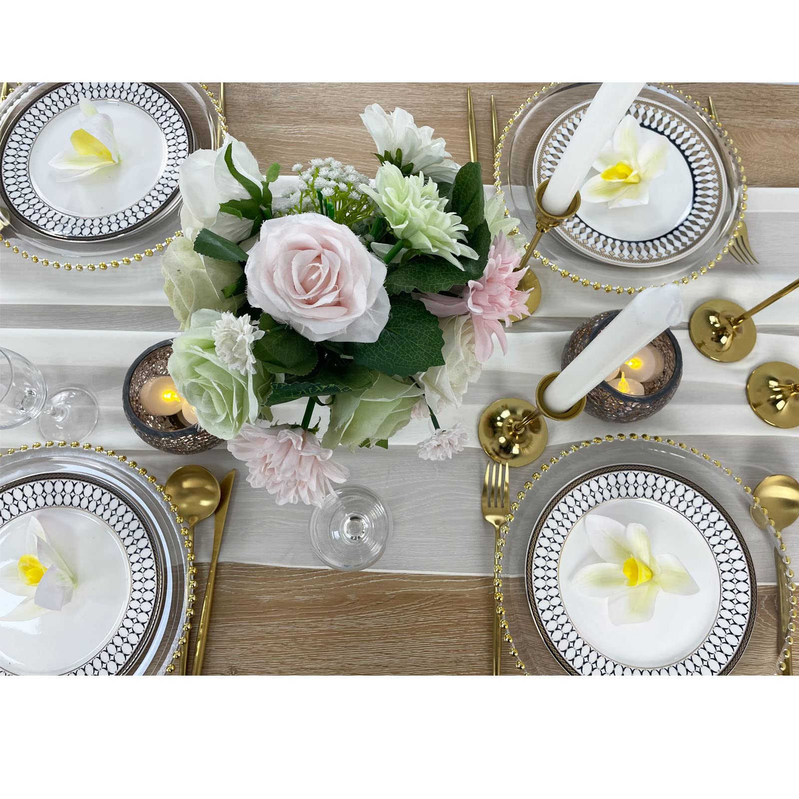 Ivory Chiffon Table Runner 13ft - Boho Wedding Decor for Parties & Events