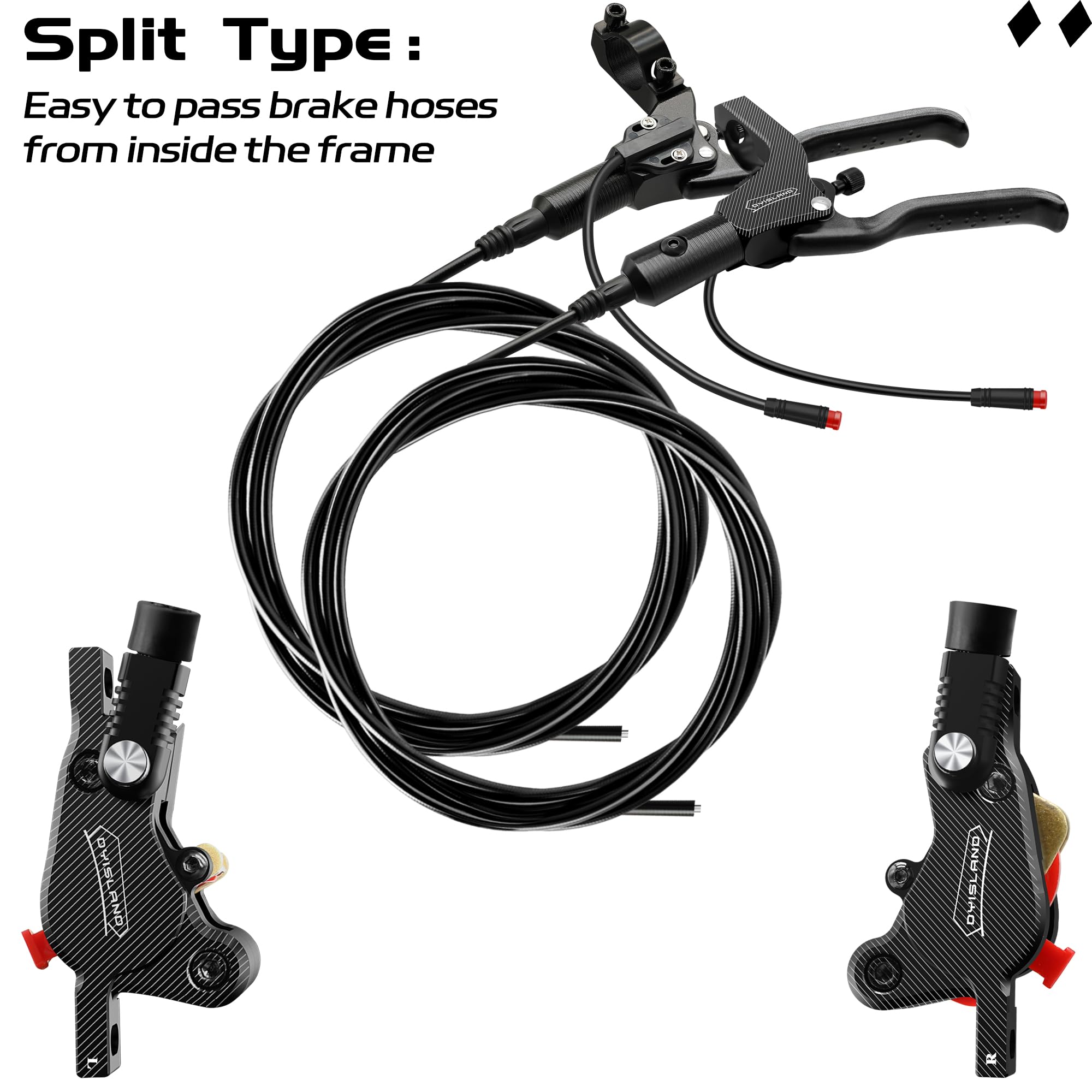 LD-210S Hydraulic Disc Brakes Set - 2-PIN/Power-Off Hydraulic Brake Kit for Electric Scooters | High-Performance Braking System for E-Scooters, E-Bikes & Commuting | Perfect for Urban Riding, Mountain Trails & Daily Commute
