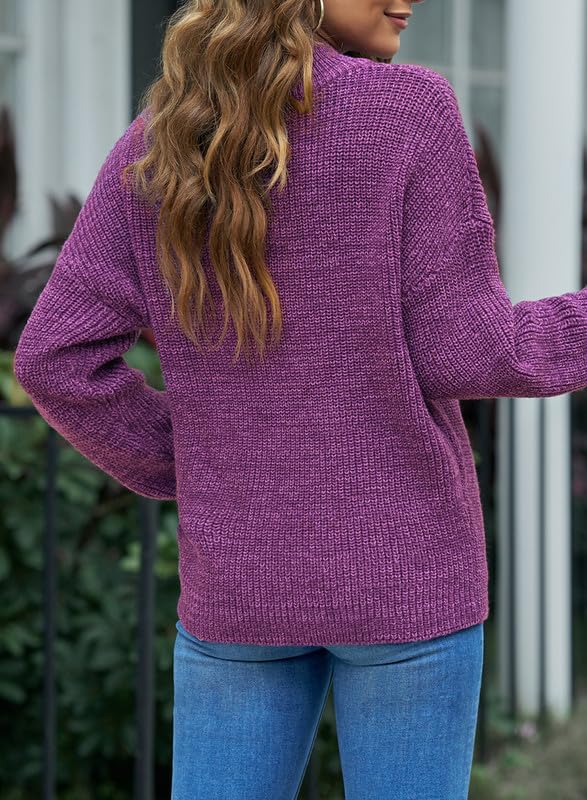 EVALESS Women's Waffle Knit Quarter Zip Pullover Sweater - Long Sleeve Business Casual Top for Office, Travel & Fall Layering