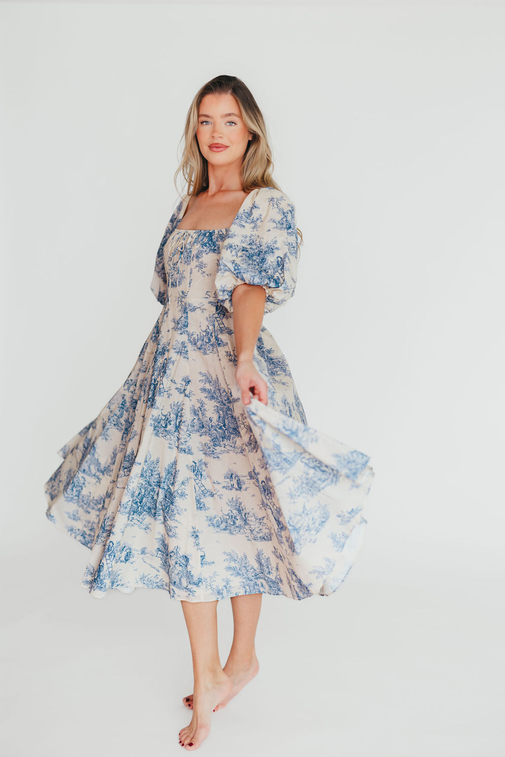 Mary Elizabeth Midi Dress - Flowy Blue Summer Dress for Women | Perfect for Beach Vacations, Date Nights & Casual Outings
